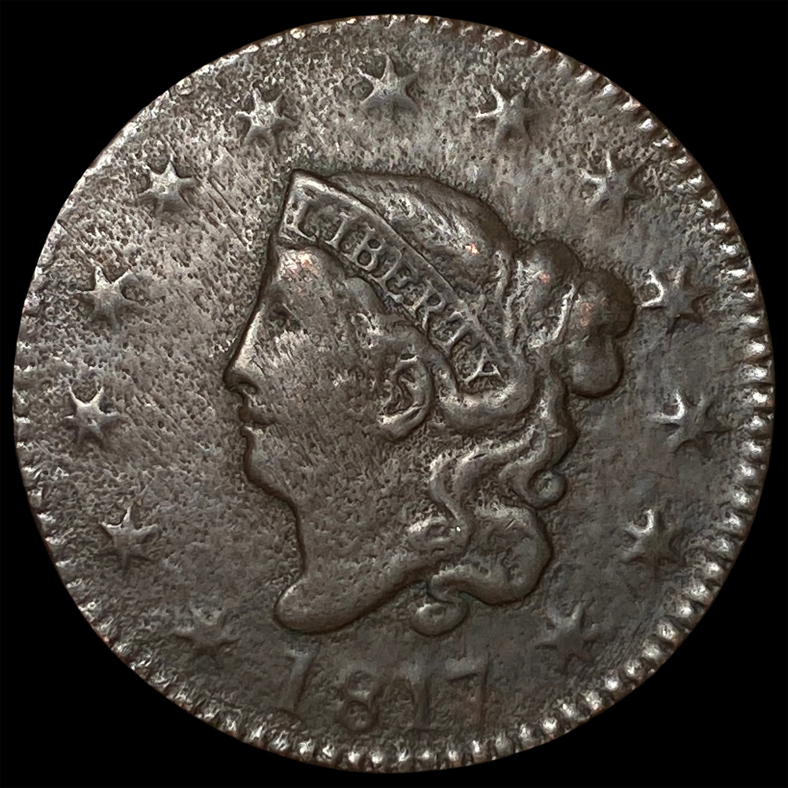 1817 Coronet Head Large Cent LIGHTLY CIRCULATED: 1817 Coronet Head Large Cent LIGHTLY CIRCULATED
