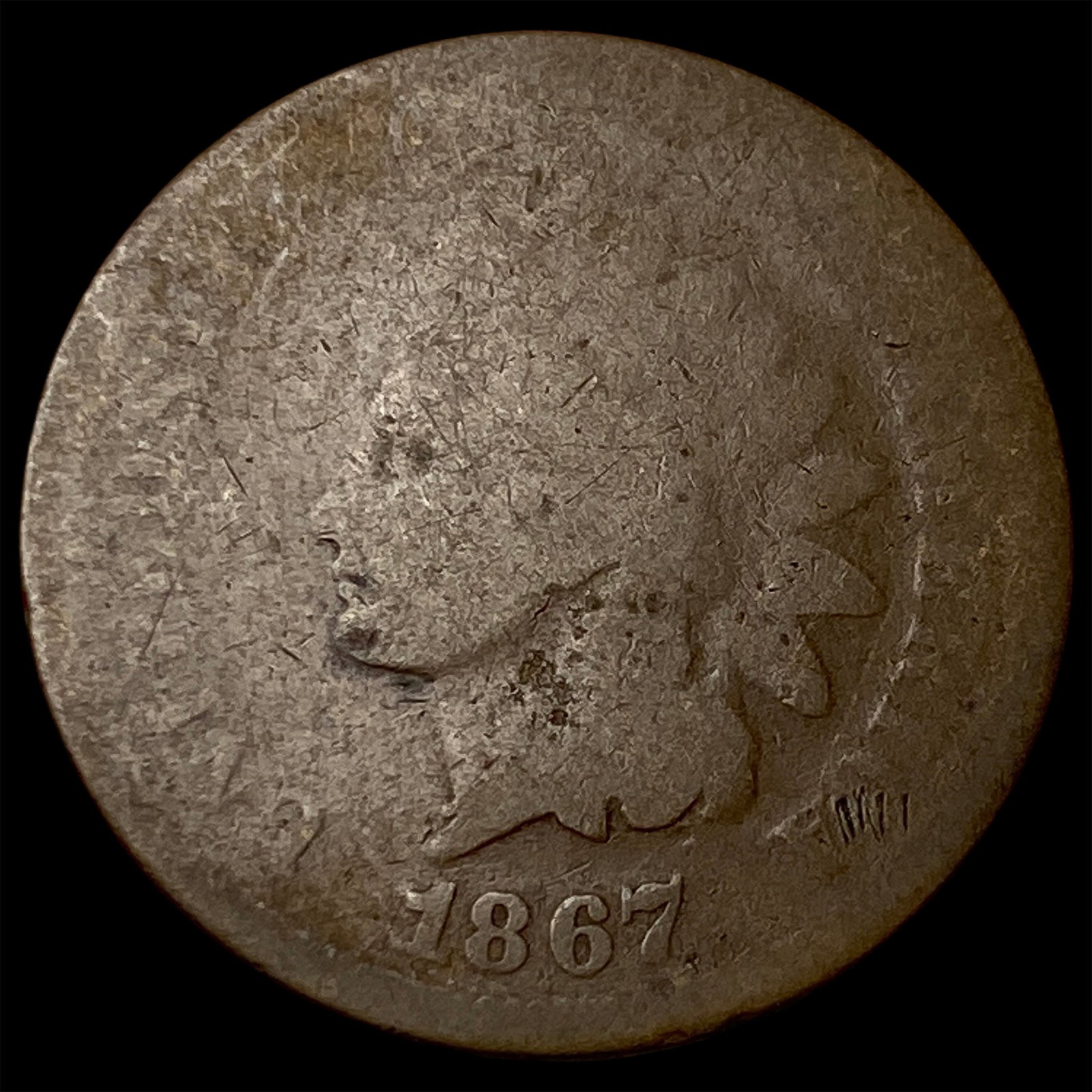 1867 Indian Head Cent NICELY CIRCULATED: 1867 Indian Head Cent NICELY CIRCULATED
