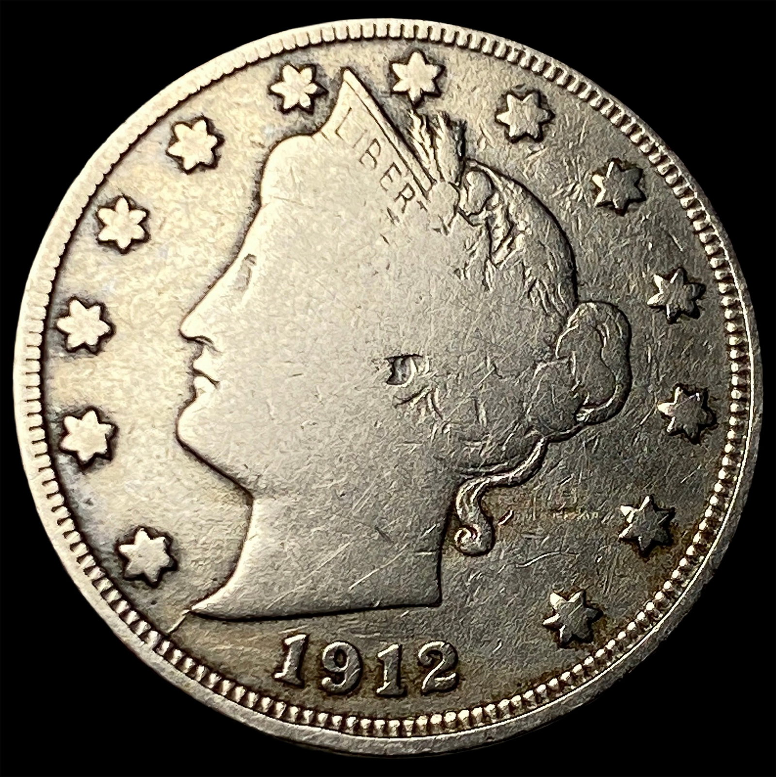 1912-S Liberty Head Nickel NICELY CIRCULATED: 1912-S Liberty Head Nickel NICELY CIRCULATED