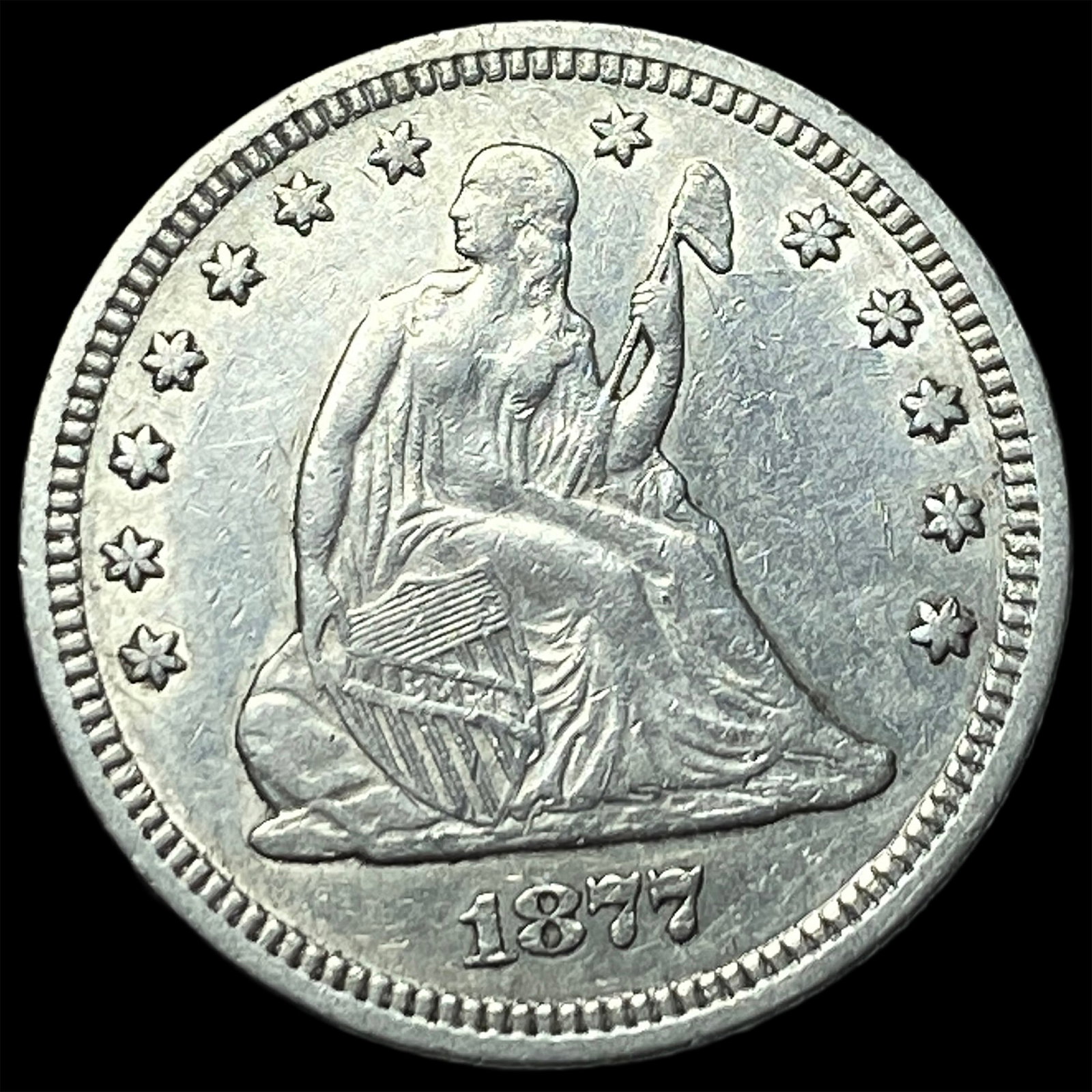 1877 Seated Liberty Quarter CLOSELY UNCIRCULATED: 1877 Seated Liberty Quarter CLOSELY UNCIRCULATED