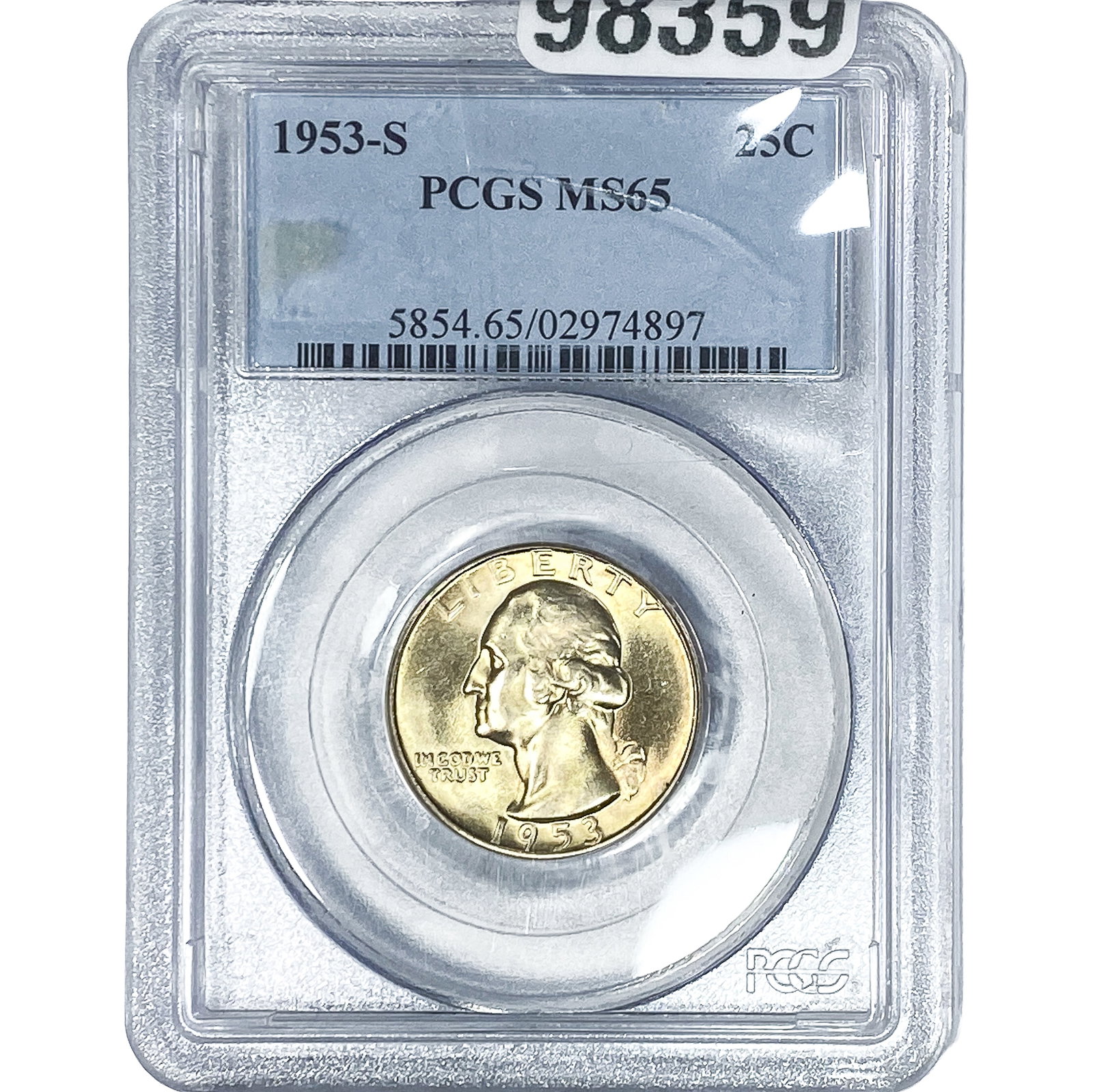 1953-S Washington Silver Quarter PCGS MS65: 1953-S Washington Silver Quarter PCGS MS65