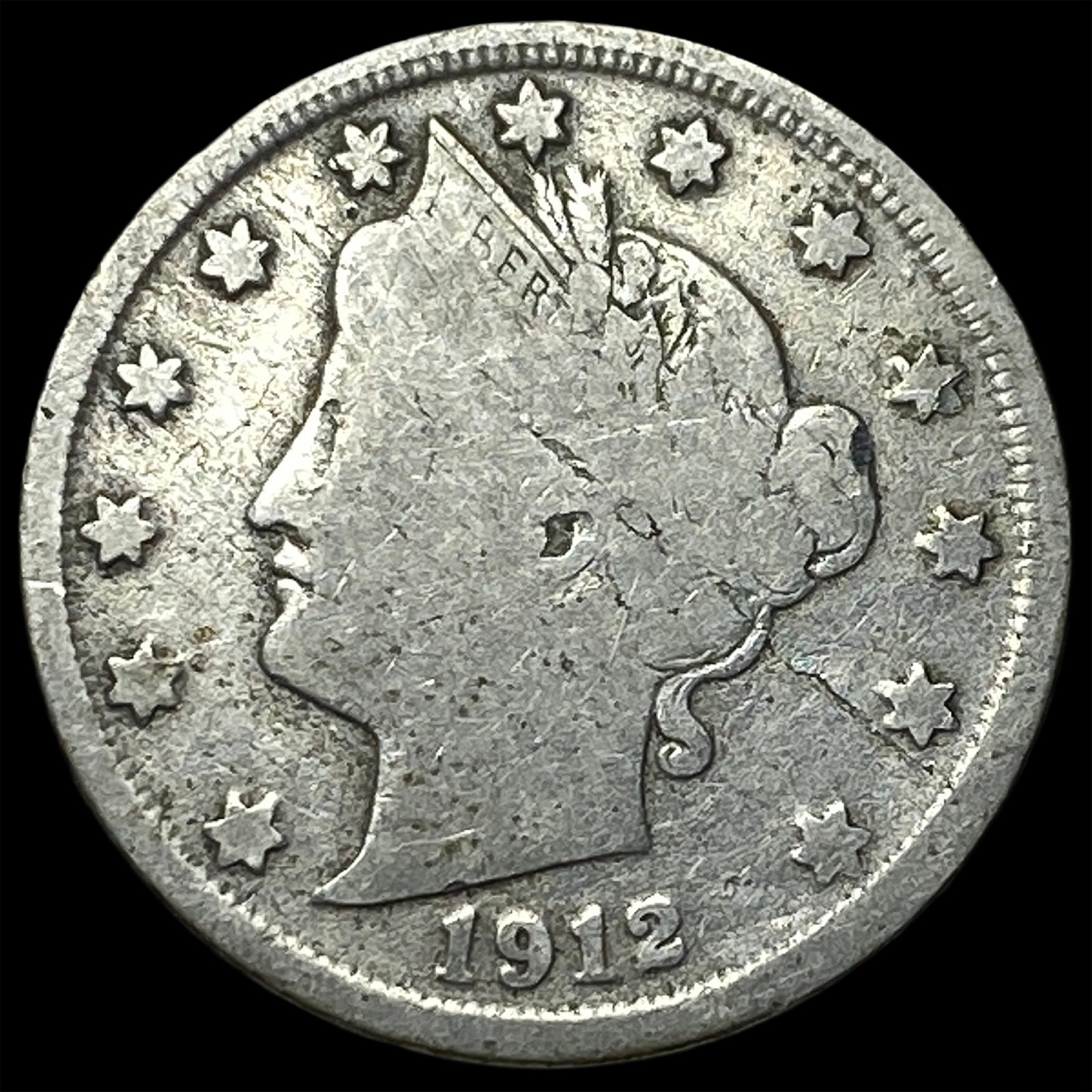 1912-S Liberty Head Nickel NICELY CIRCULATED: 1912-S Liberty Head Nickel NICELY CIRCULATED