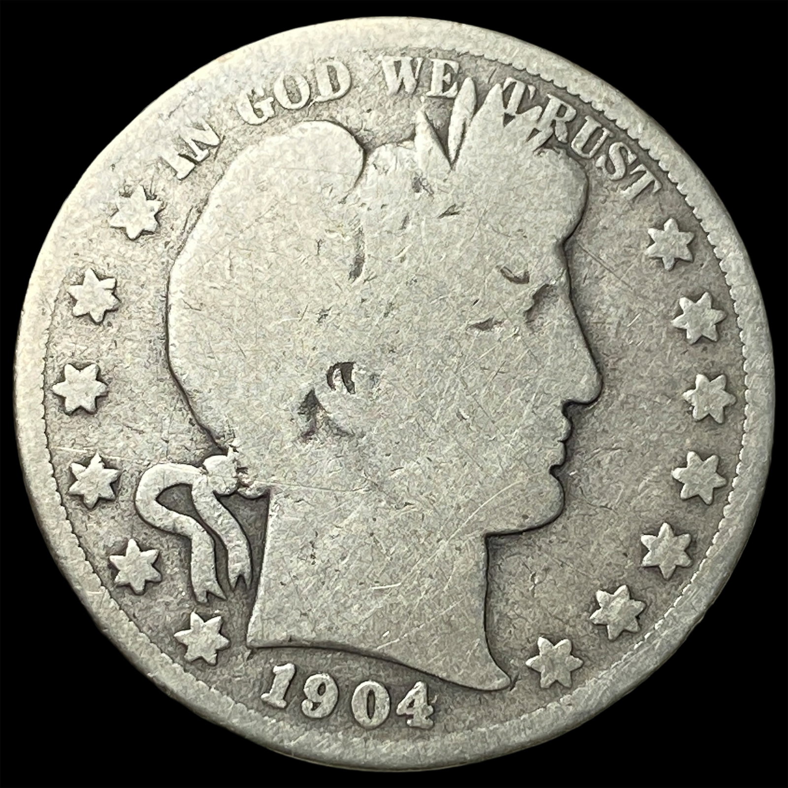 1904-O Silver Barber Half Dollar NICELY CIRCULATED (1 of 2)