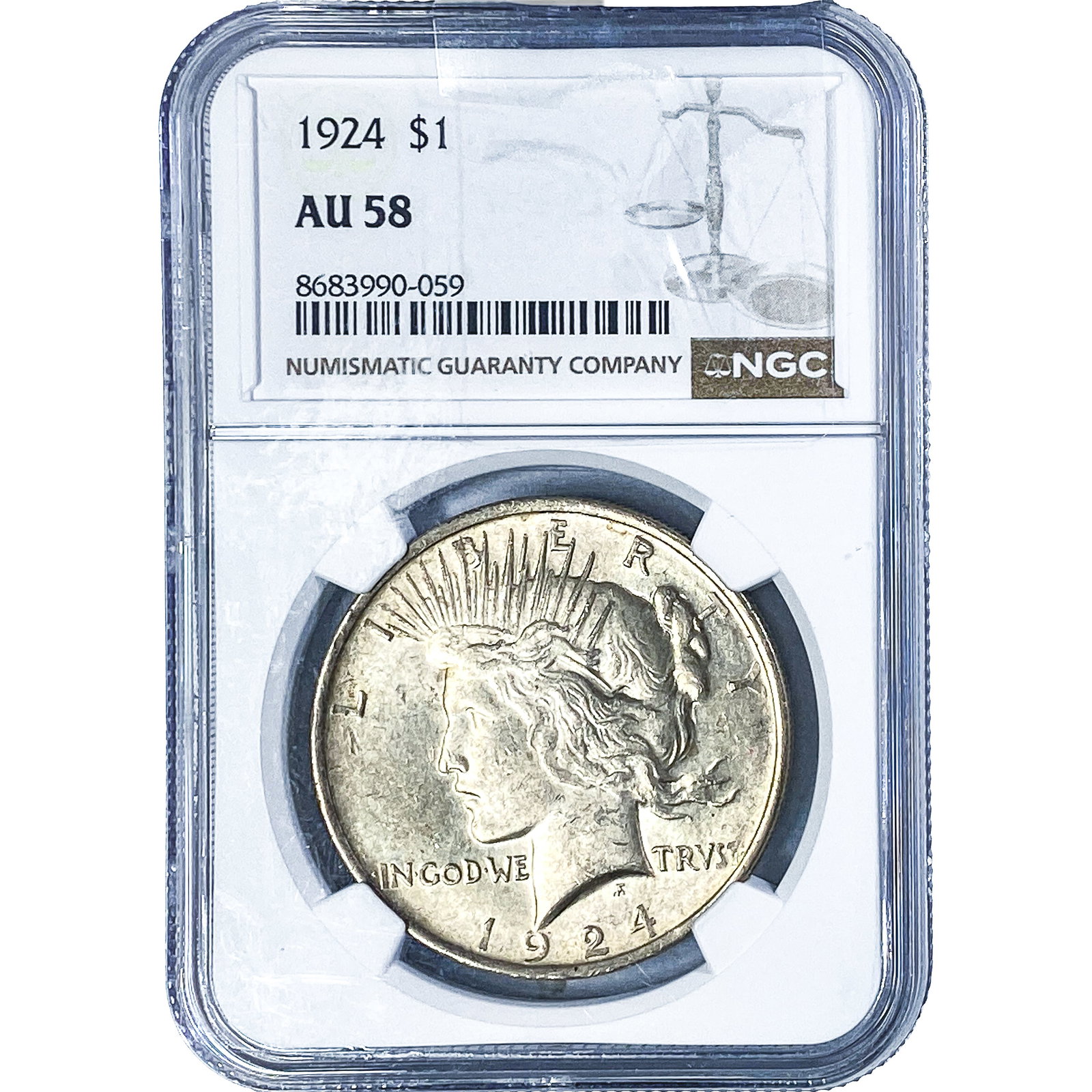 1924 Silver Peace Dollar NGC AU58: 1924 Silver Peace Dollar NGC AU58