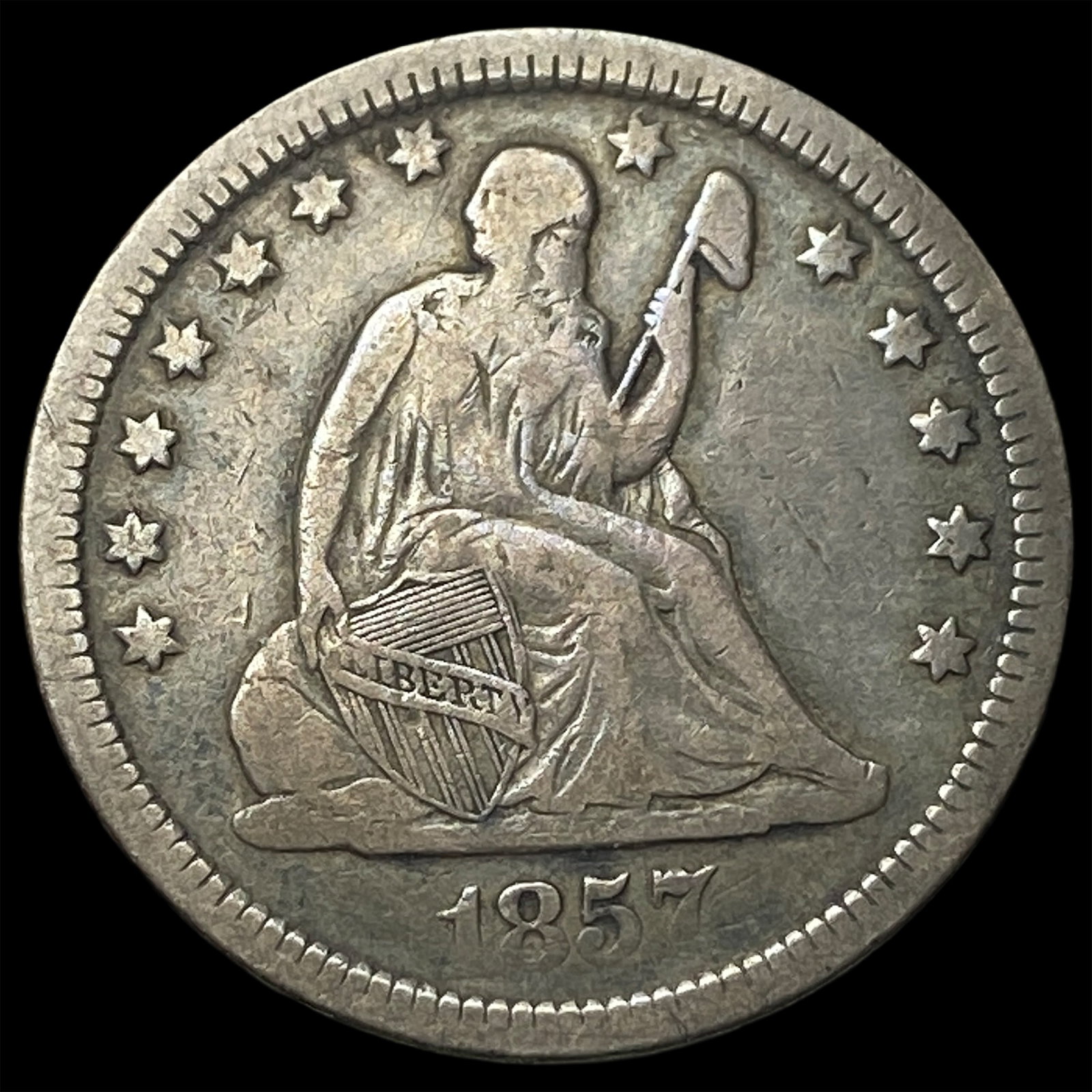 1857 Seated Liberty Quarter LIGHTLY CIRCULATED: 1857 Seated Liberty Quarter LIGHTLY CIRCULATED