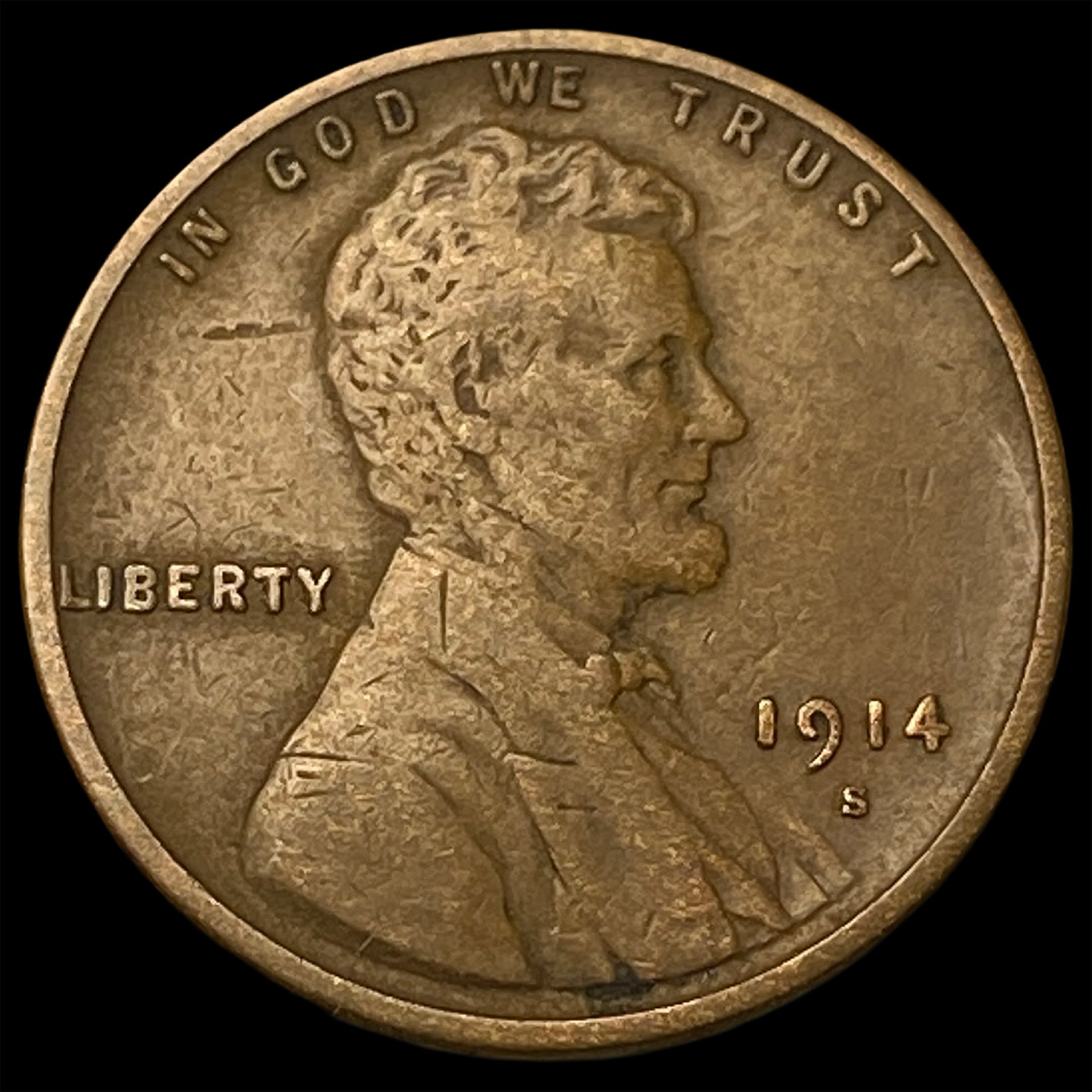 1914-S Lincoln Wheat Cent CLOSELY UNCIRCULATED: 1914-S Lincoln Wheat Cent CLOSELY UNCIRCULATED