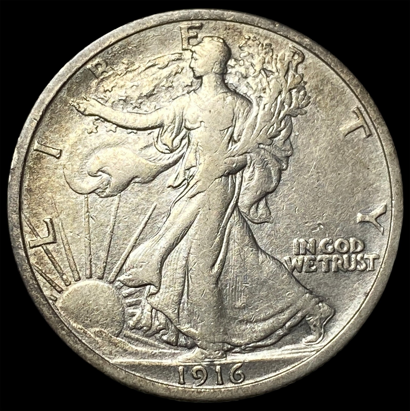 1916-S Silver Walking Liberty Half Dollar NEARLY UNCIRCULATED: 1916-S Silver Walking Liberty Half Dollar NEARLY UNCIRCULATED