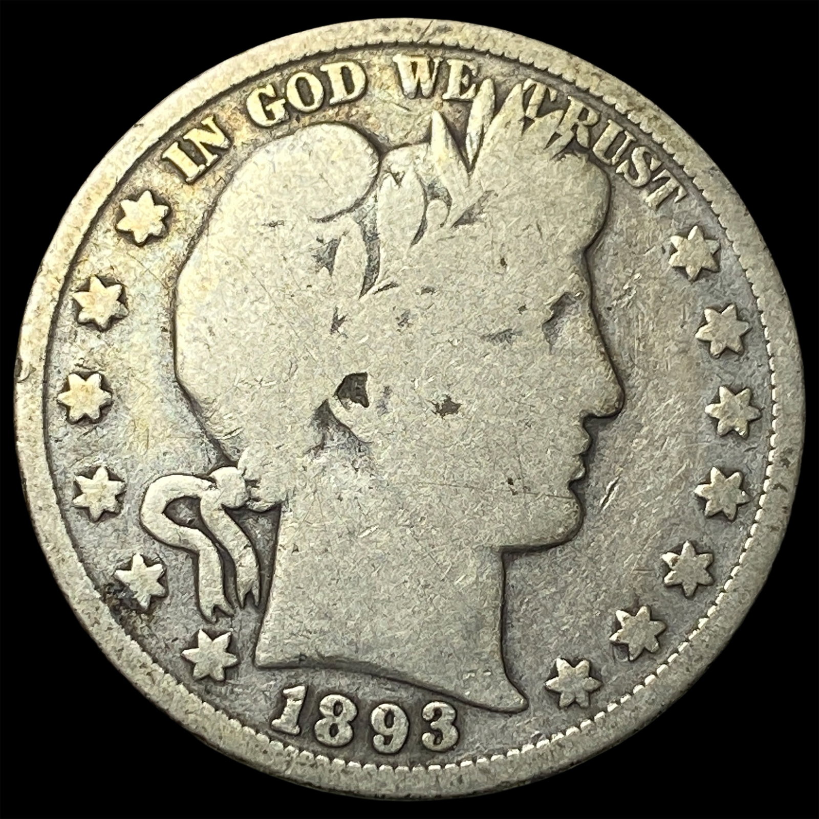 1893 Silver Barber Half Dollar LIGHTLY CIRCULATED (1 of 2)