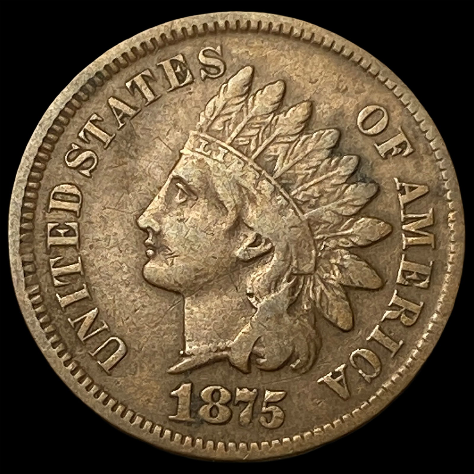 1875 BN Indian Head Cent NEARLY UNCIRCULATED