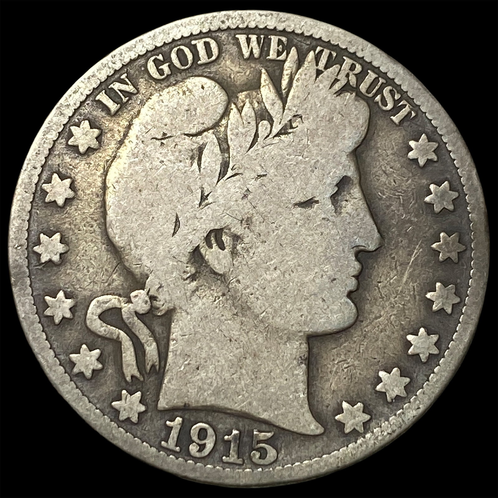 1915-S Silver Barber Half Dollar LIGHTLY CIRCULATED