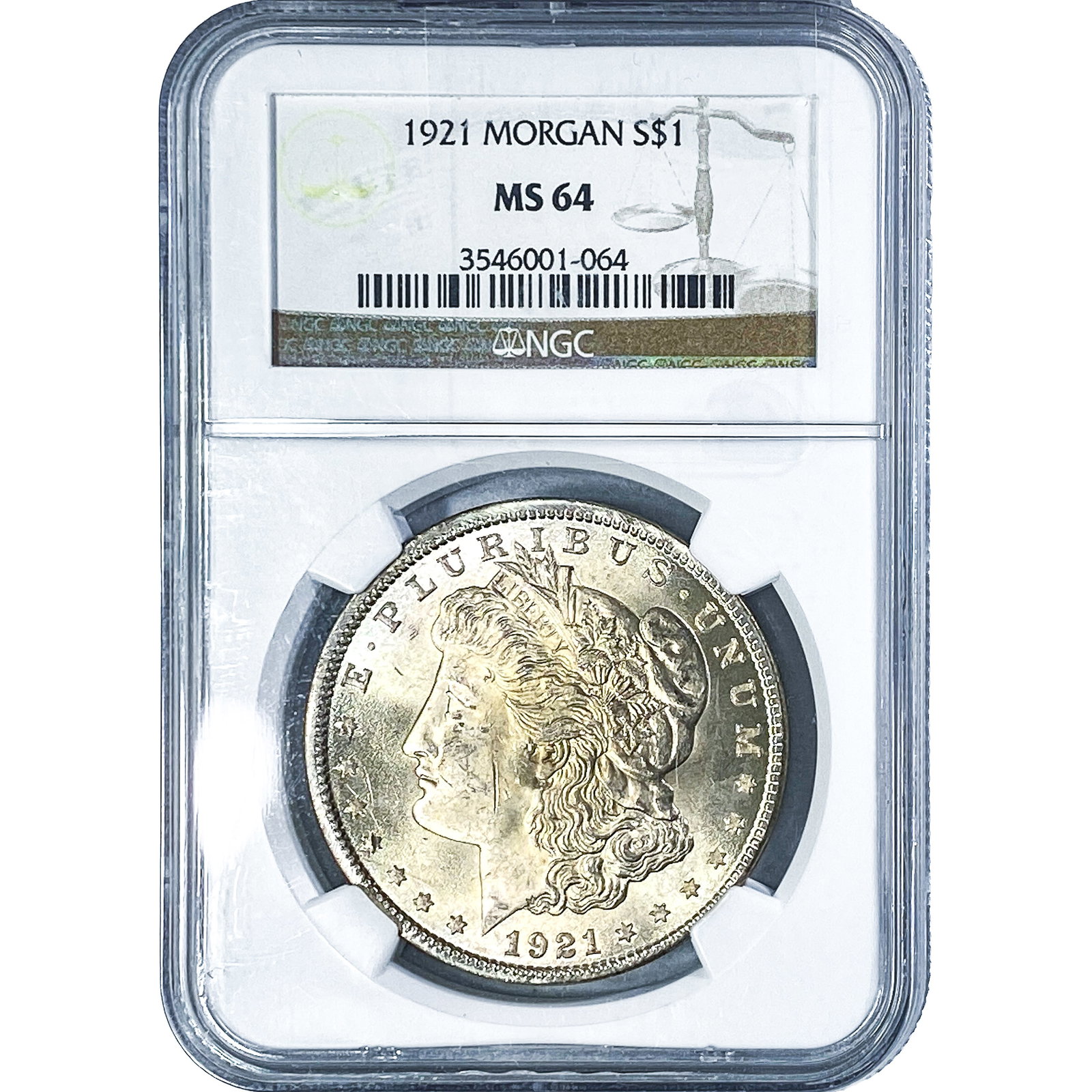 1921 Morgan Silver Dollar NGC MS64
