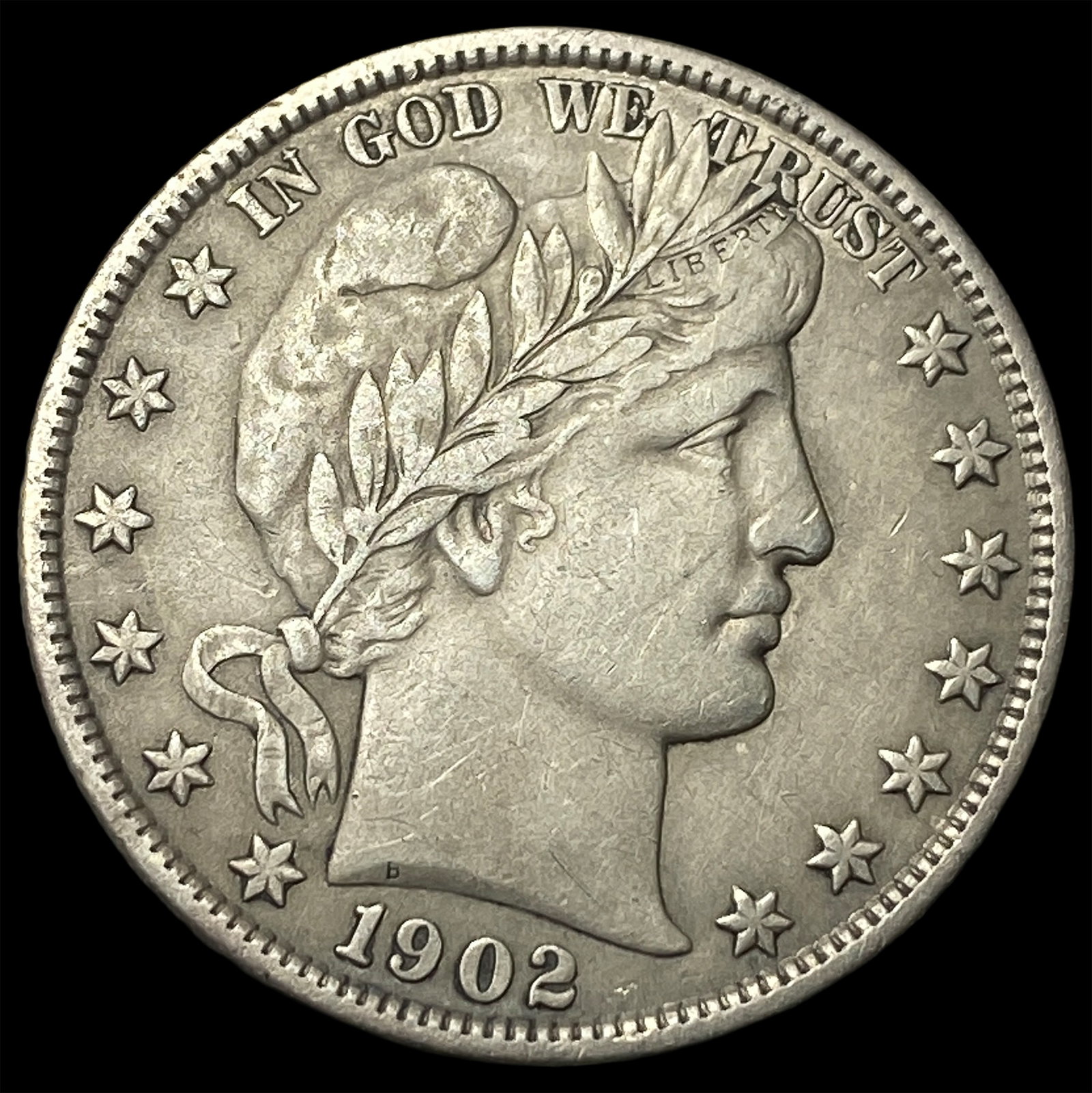 1902 Silver Half Dollar (Barber) CLOSELY UNCIRCULATED: 1902 Silver Half Dollar (Barber) CLOSELY UNCIRCULATED