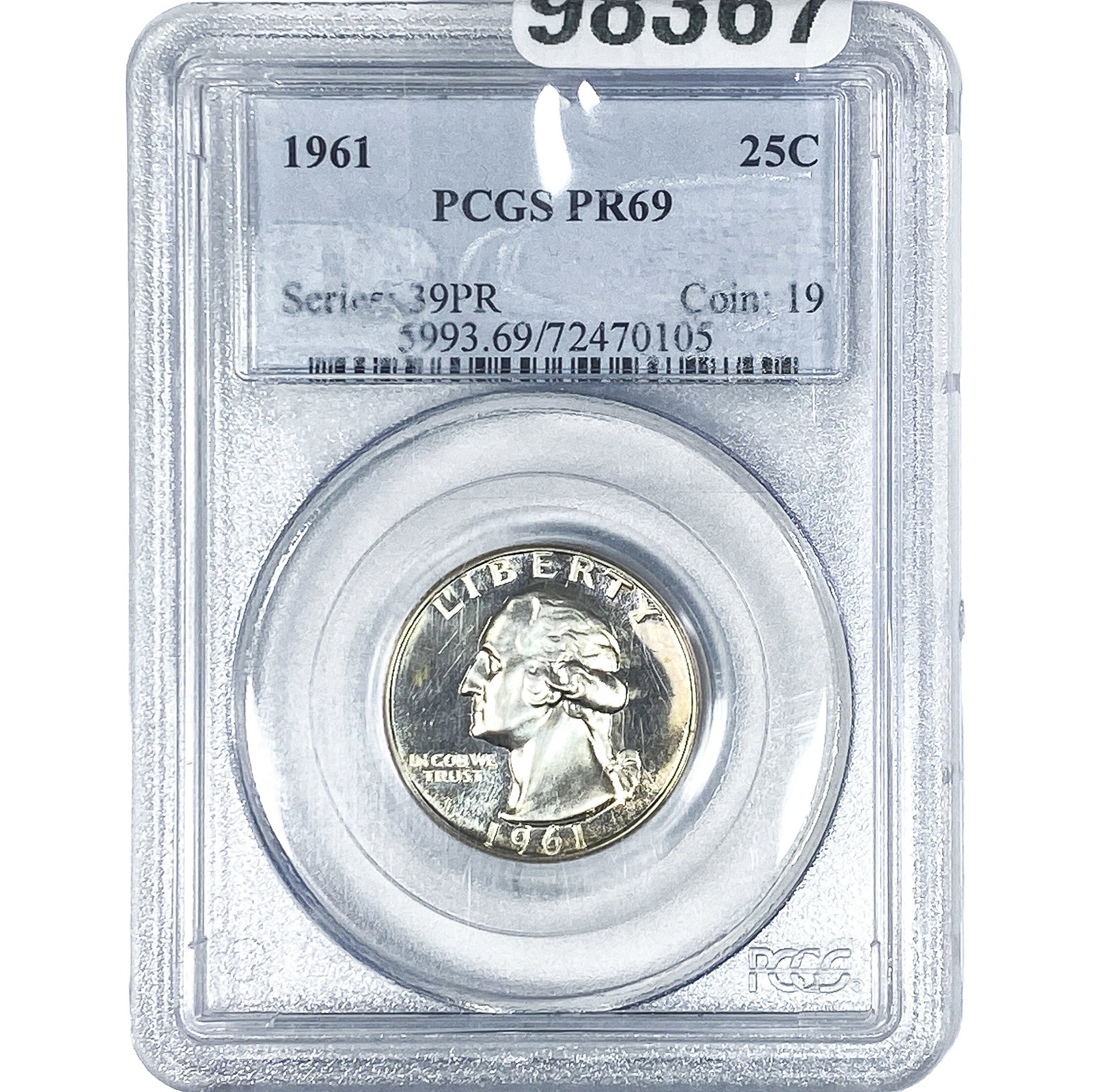 1961 Washington Silver Quarter PCGS PR69 (1 of 2)