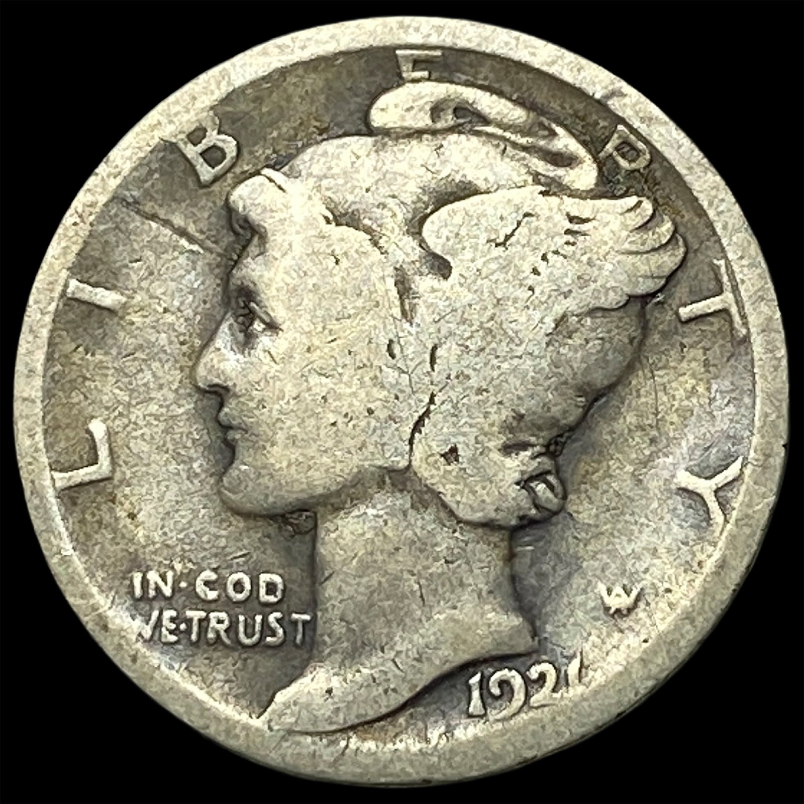 1921 Silver Mercury Dime LIGHTLY CIRCULATED