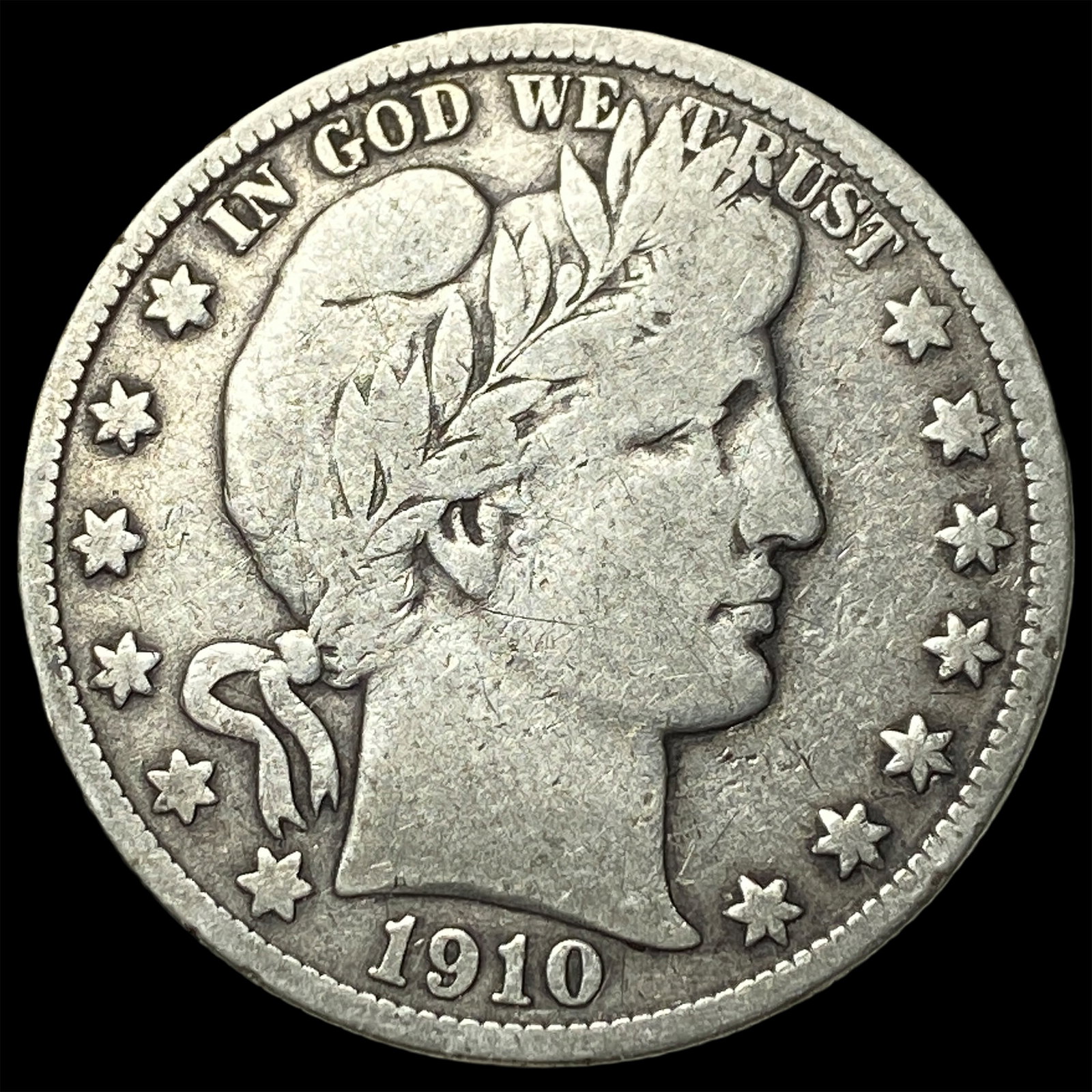 1910-S Silver Barber Half Dollar LIGHTLY CIRCULATED