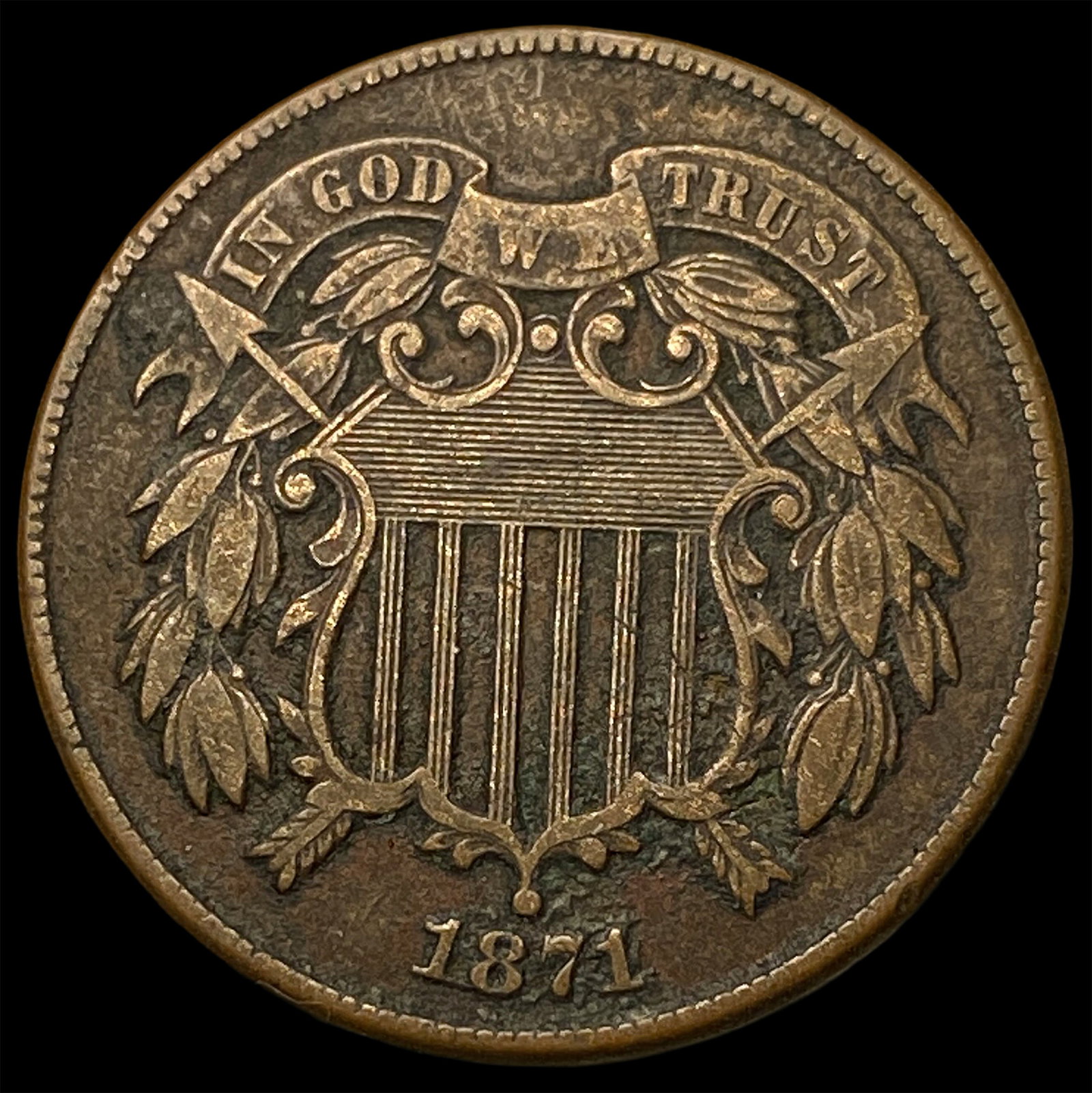 1871 BN Bronze Two-Cent Piece CLOSELY UNCIRCULATED