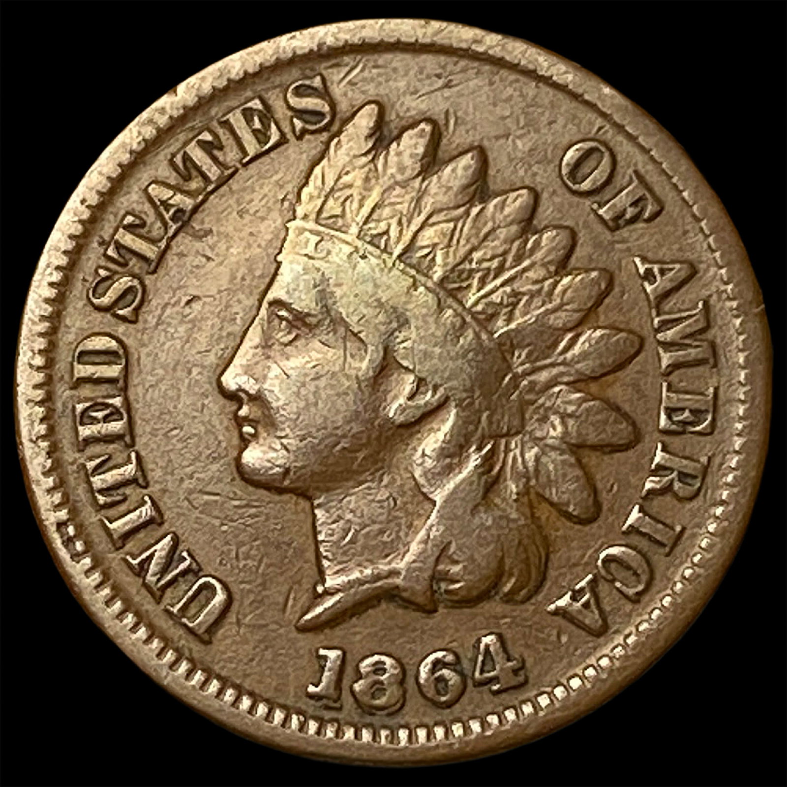 1864 RB Bronze Indian Head Cent NEARLY UNCIRCULATED: 1864 RB Bronze Indian Head Cent NEARLY UNCIRCULATED