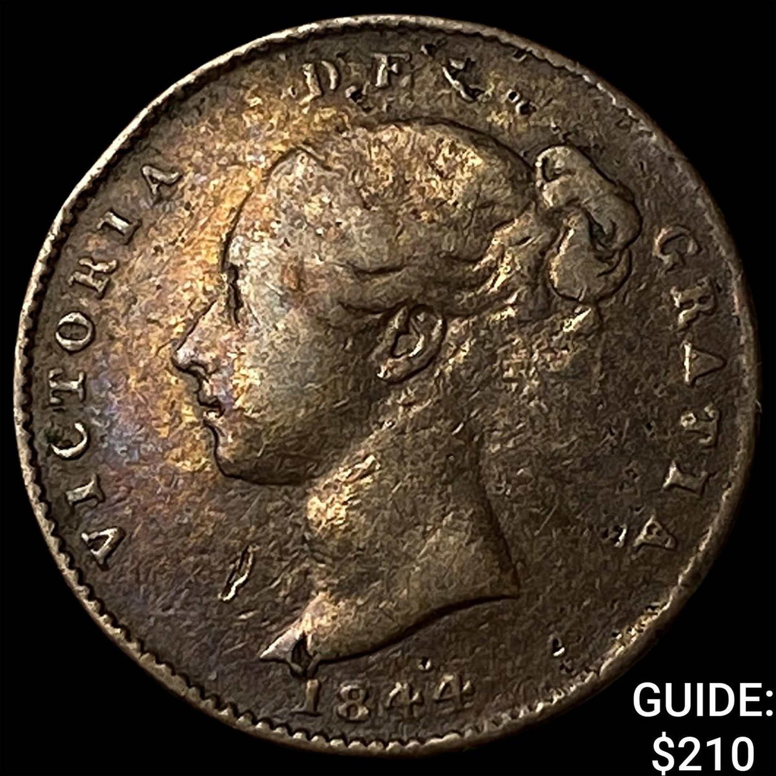 1844 Great Britain Vctoria Copper 1/3 Farthing (1 of 2)