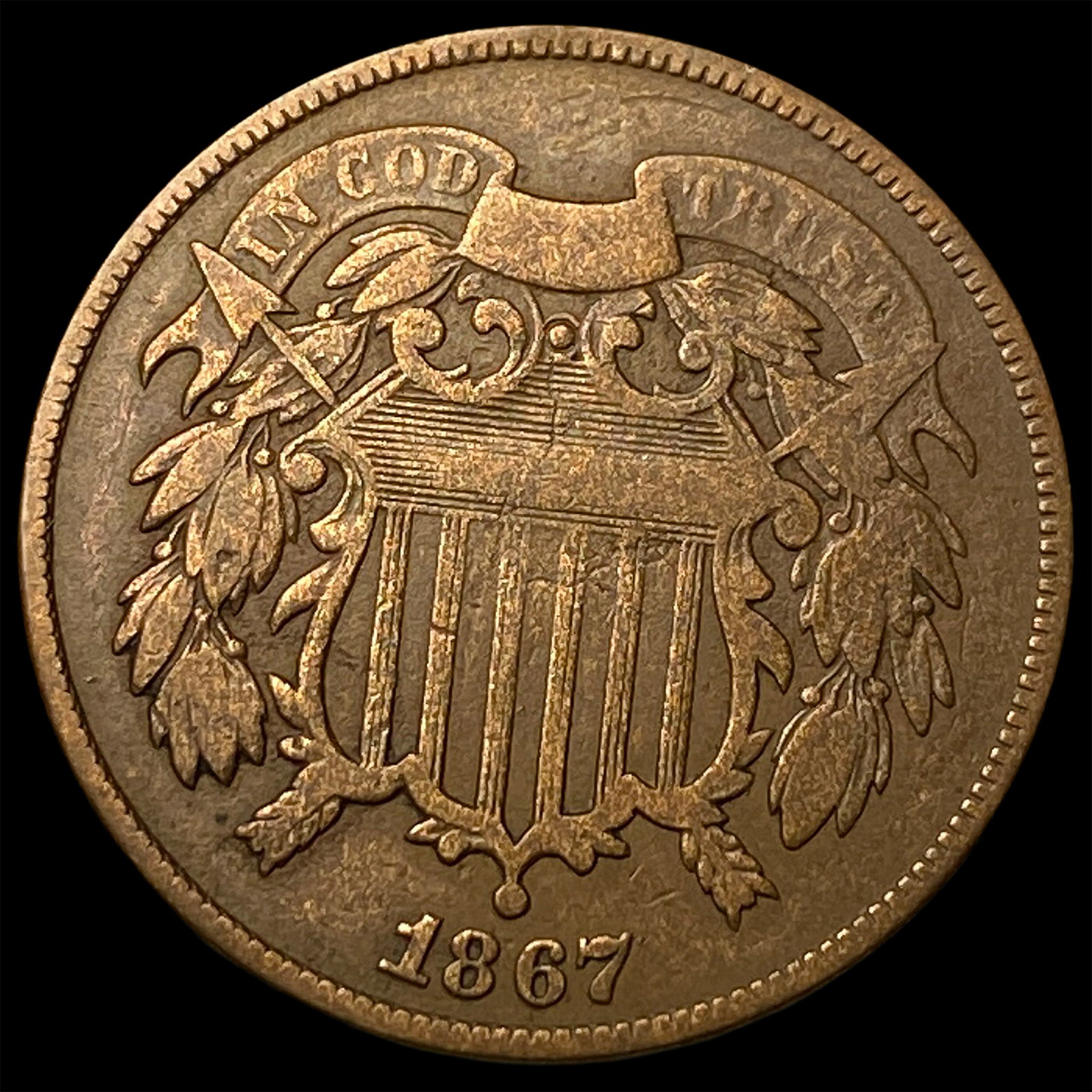 1867 RD Two-Cent Piece NEARLY UNCIRCULATED