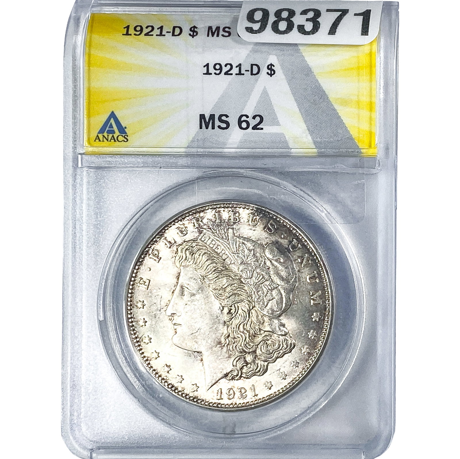 1921-D Morgan Silver Dollar ANACS MS62