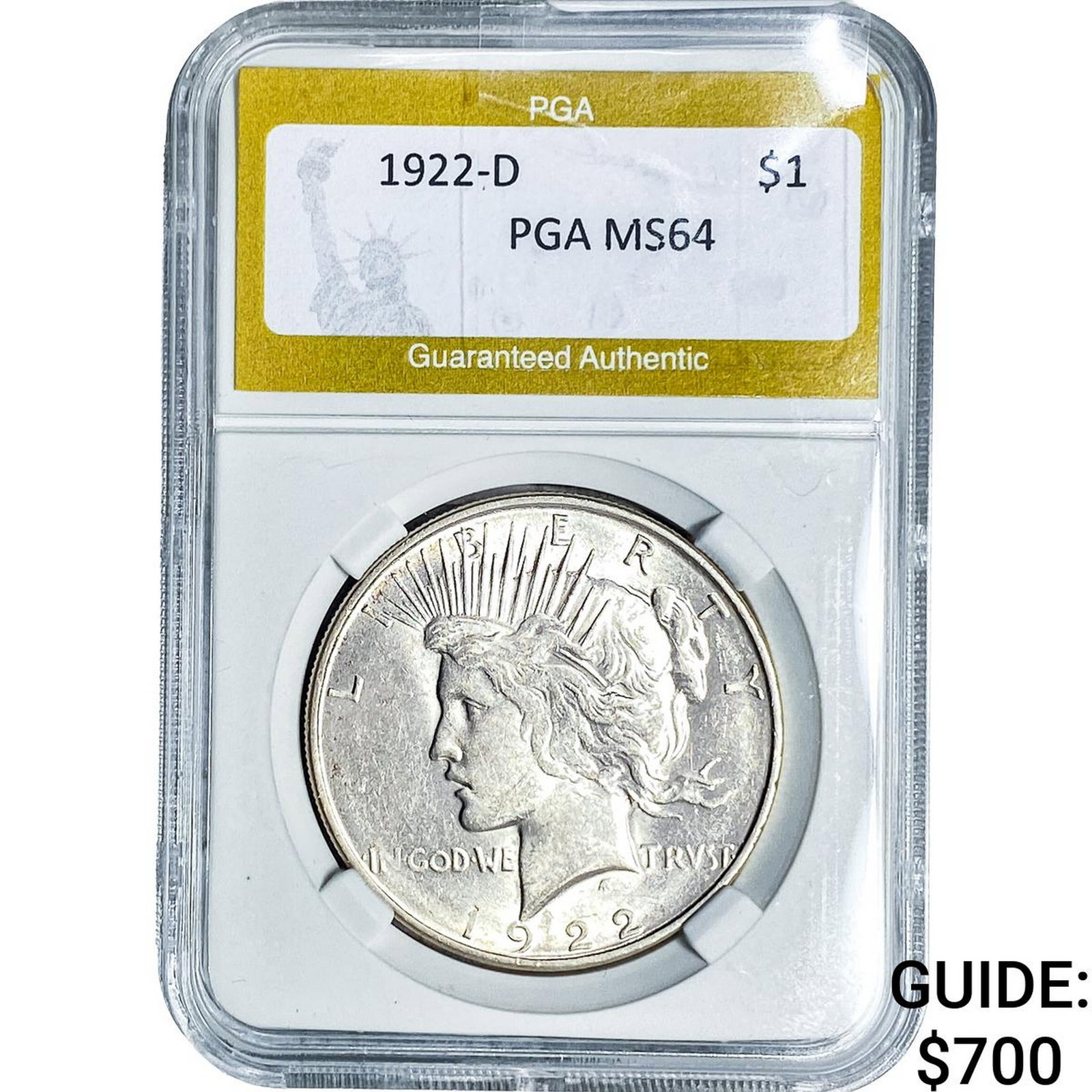 1922-D Silver Peace Dollar PGA MS64