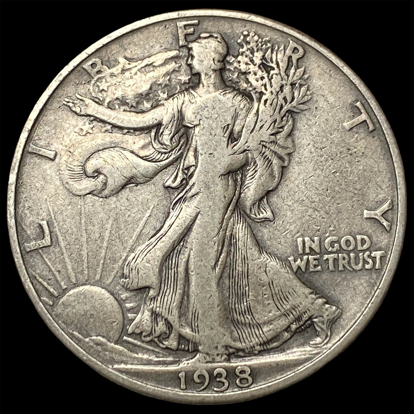 1938-D Silver Half Dollar Walking Liberty NEARLY UNCIRCULATED: 1938-D Silver Half Dollar Walking Liberty NEARLY UNCIRCULATED