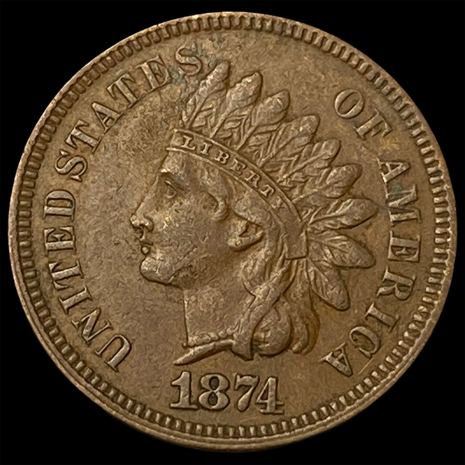 1874 Indian Head Cent CLOSELY UNCIRCULATED: 1874 Indian Head Cent CLOSELY UNCIRCULATED