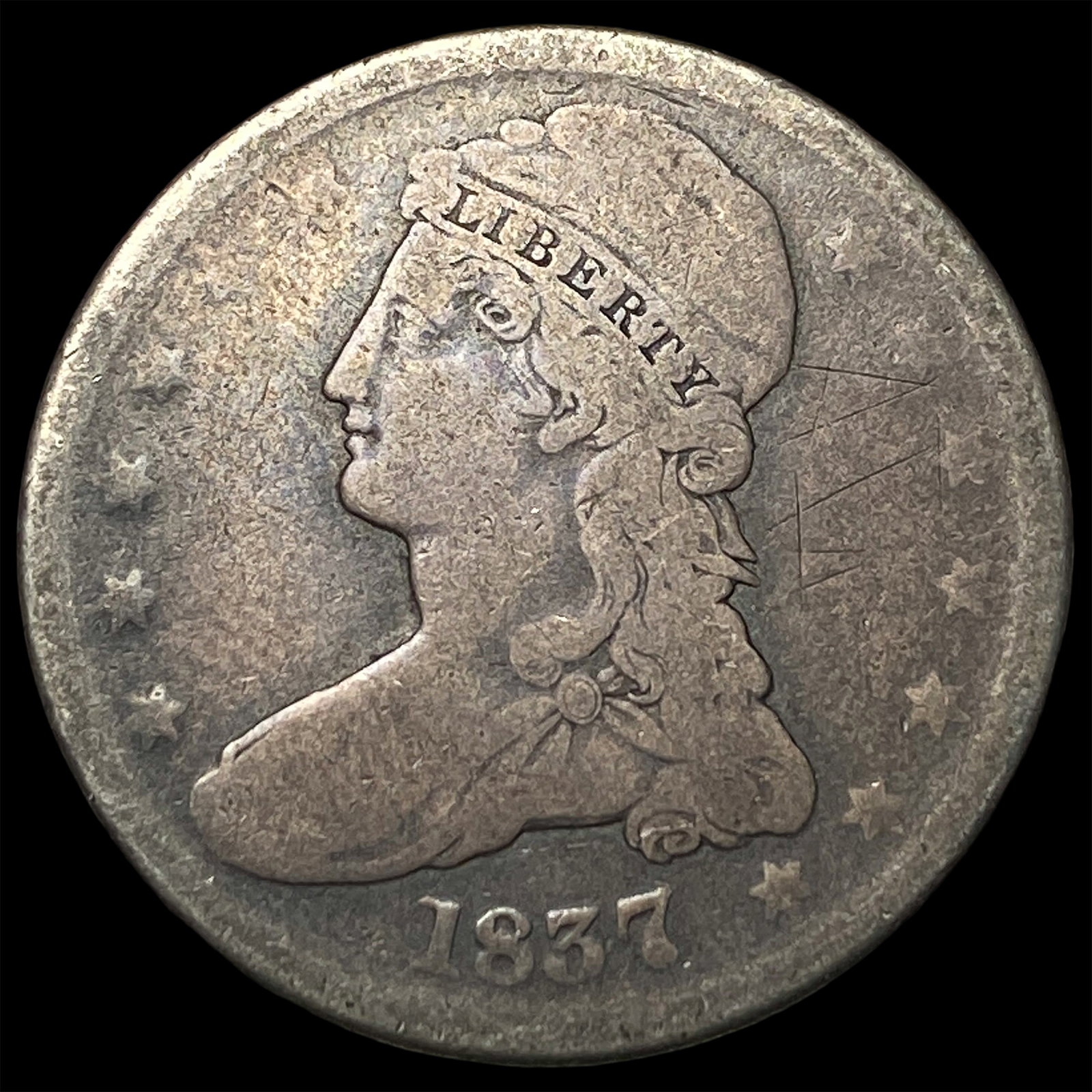 1837 Capped Bust Half Dollar NICELY CIRCULATED: 1837 Capped Bust Half Dollar NICELY CIRCULATED