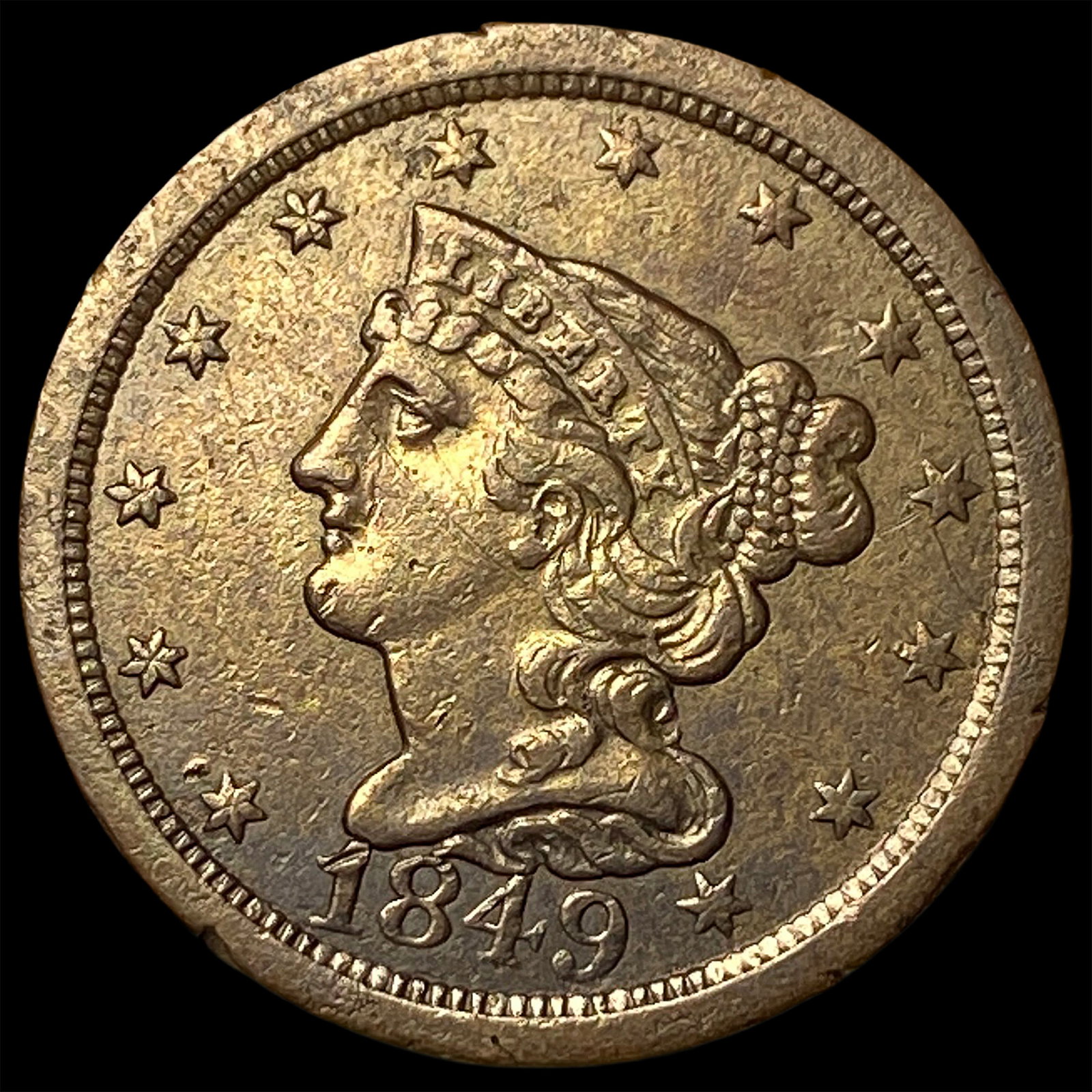 1849 Braided Hair Half Cent CHOICE AU (1 of 2)