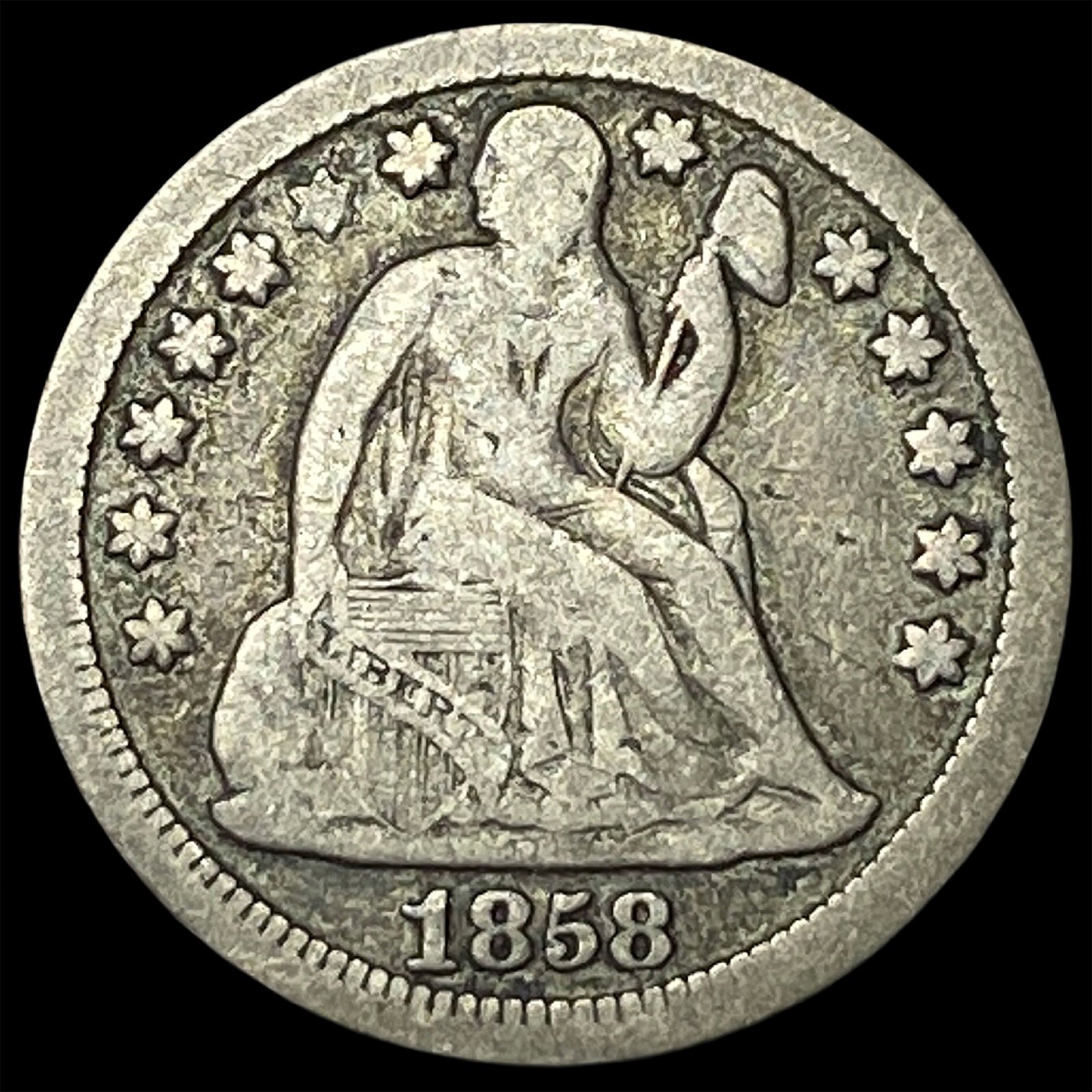 1858 Seated Liberty Dime LIGHTLY CIRCULATED