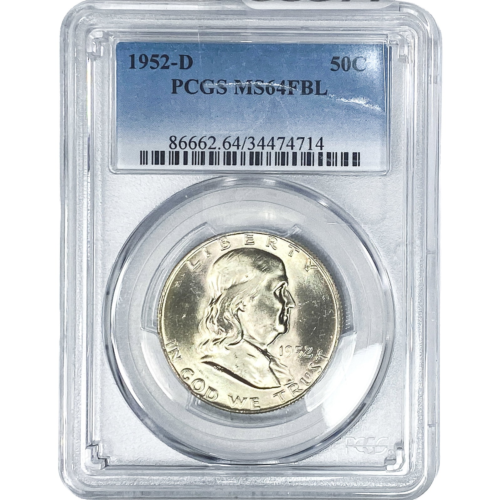 1952-D Franklin Half Dollar PCGS MS64 FBL (1 of 2)