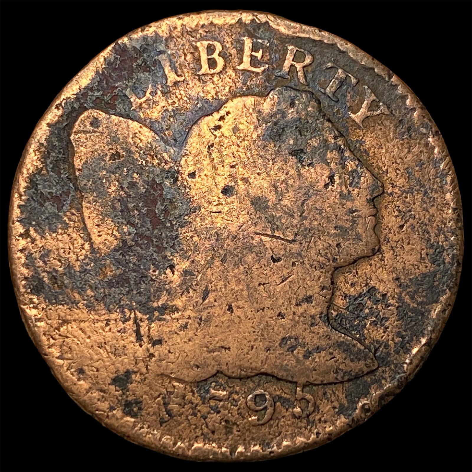 1795 RB Liberty Cap Large Cent NICELY CIRCULATED: 1795 RB Liberty Cap Large Cent NICELY CIRCULATED