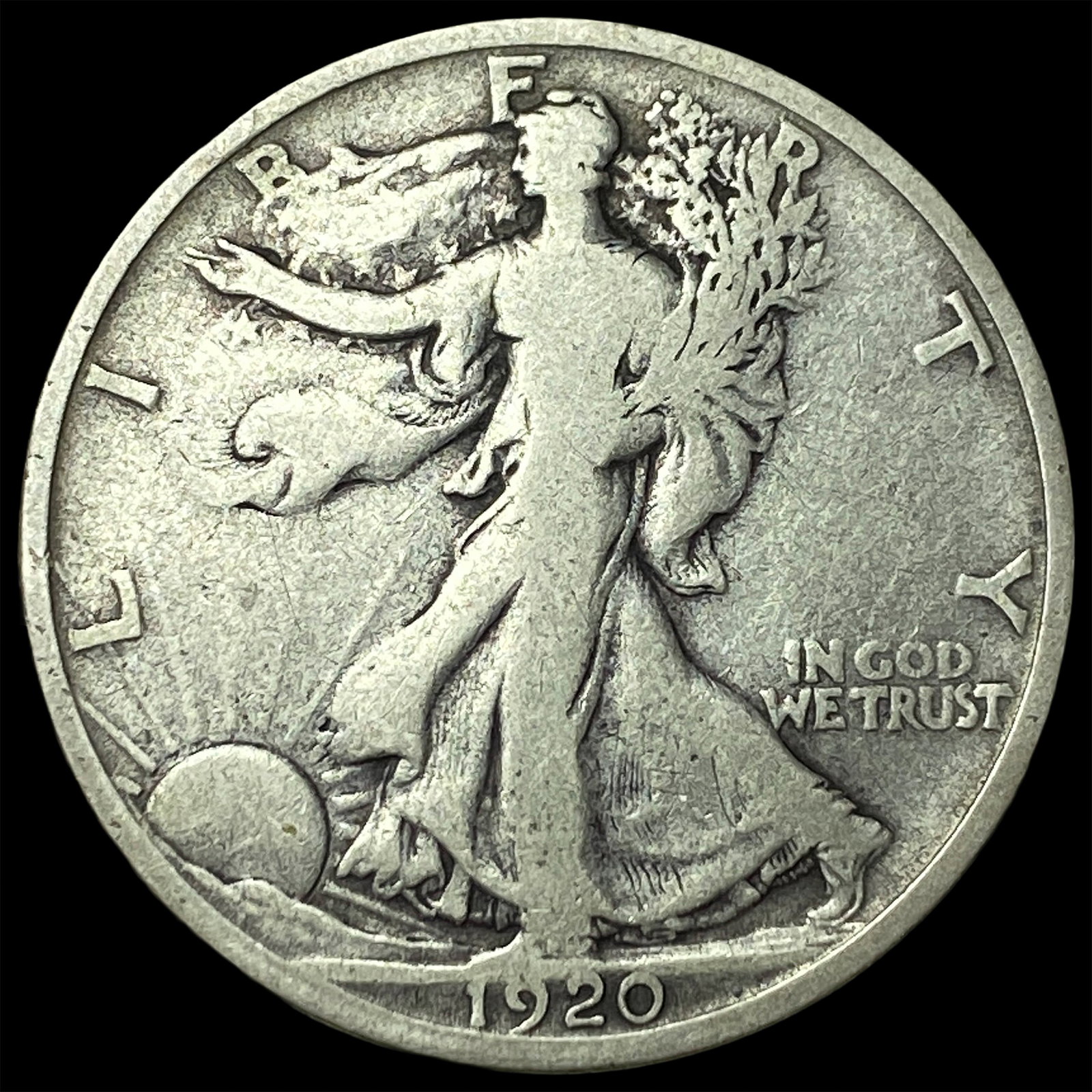 1920-D Silver Walking Liberty Half Dollar LIGHTLY CIRCULATED