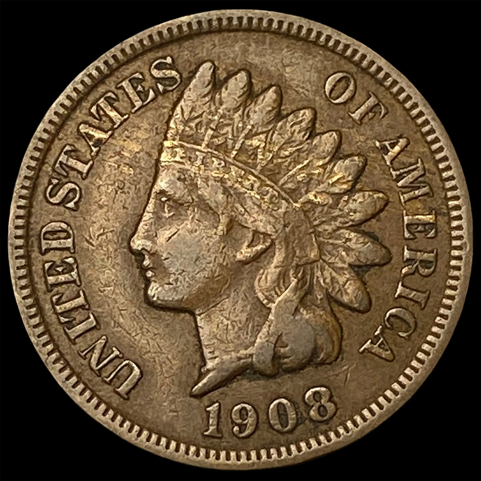 1908-S BN Indian Head Cent CLOSELY UNCIRCULATED (1 of 2)