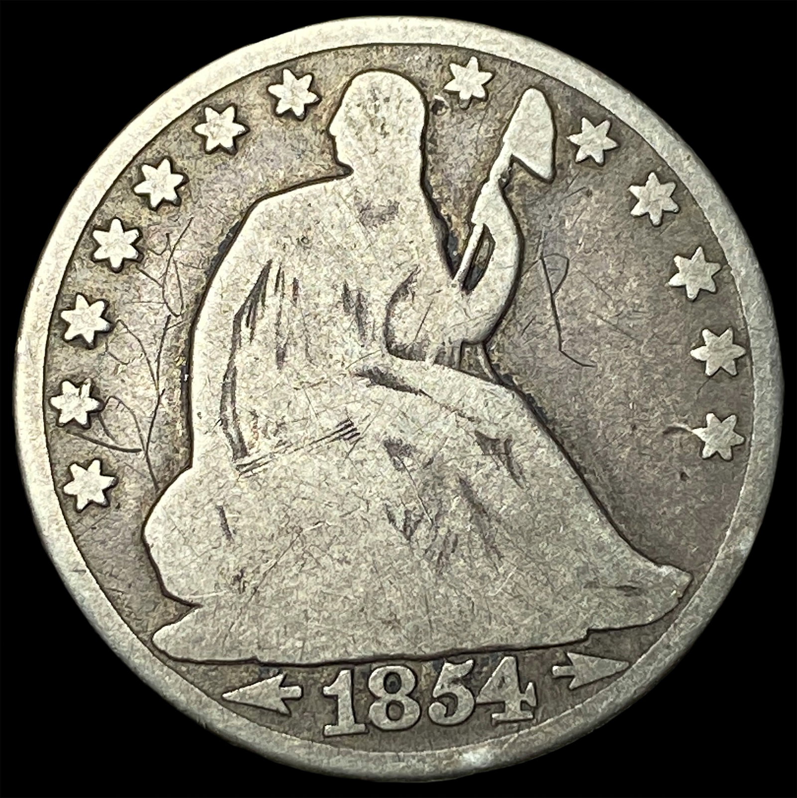 1854-O Silver Half Dollar NICELY CIRCULATED: 1854-O Silver Half Dollar NICELY CIRCULATED