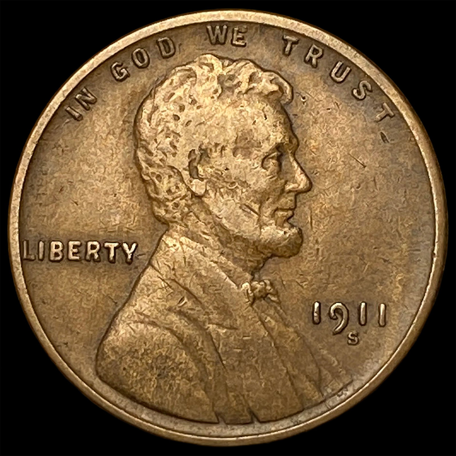 1911-S Lincoln Wheat Cent CLOSELY UNCIRCULATED: 1911-S Lincoln Wheat Cent CLOSELY UNCIRCULATED