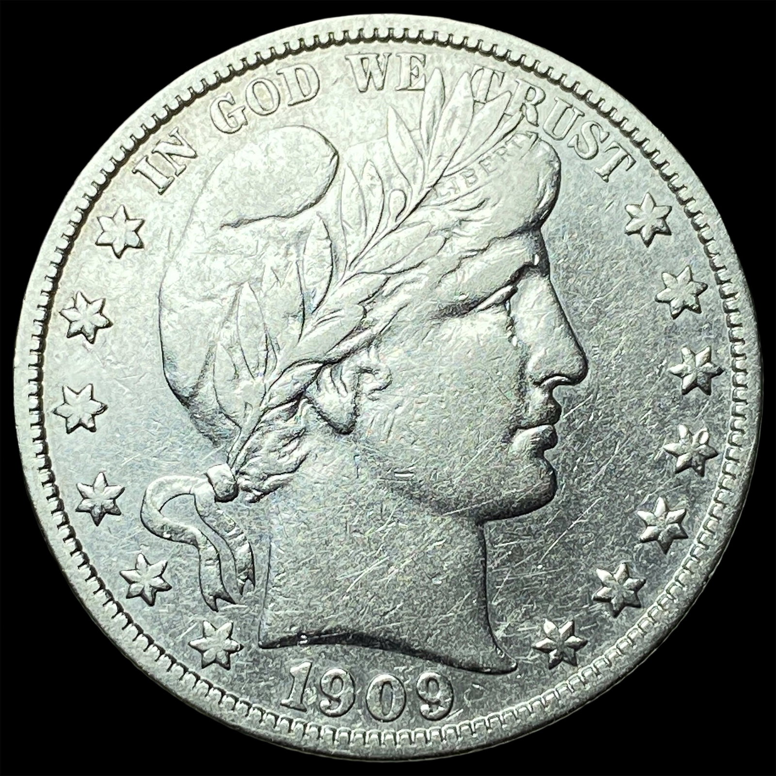 1909-S Silver Barber Half Dollar CLOSELY UNCIRCULATED: 1909-S Silver Barber Half Dollar CLOSELY UNCIRCULATED