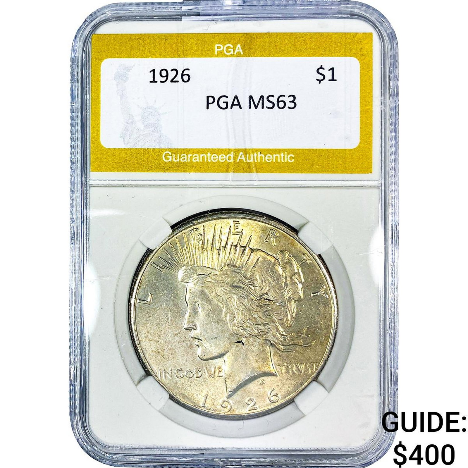 1926 Silver Peace Dollar PGA MS63: 1926 Silver Peace Dollar PGA MS63
