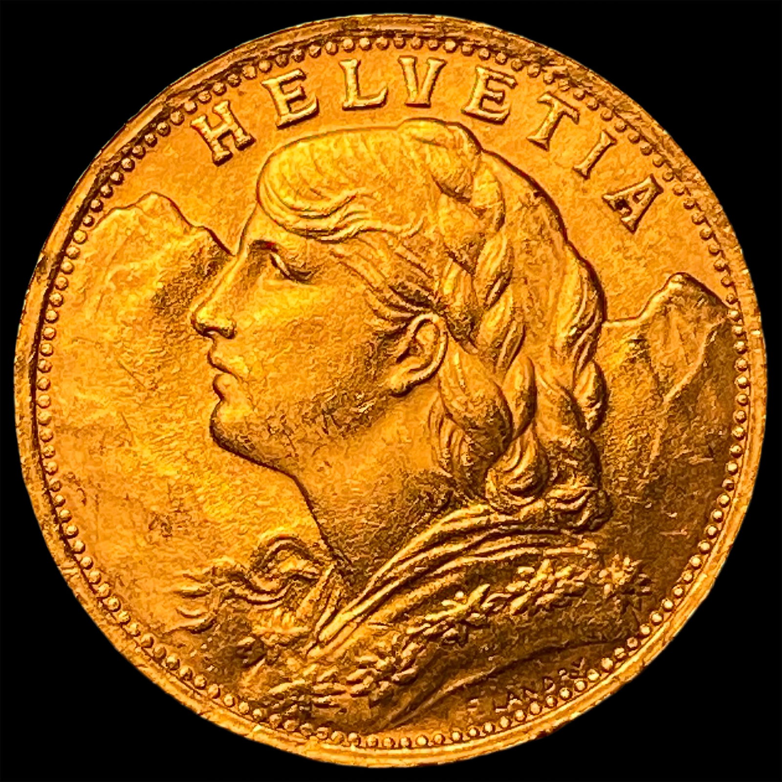 1935-B Gold 20 Francs Swiss Helvetia GEM BU (1 of 2)