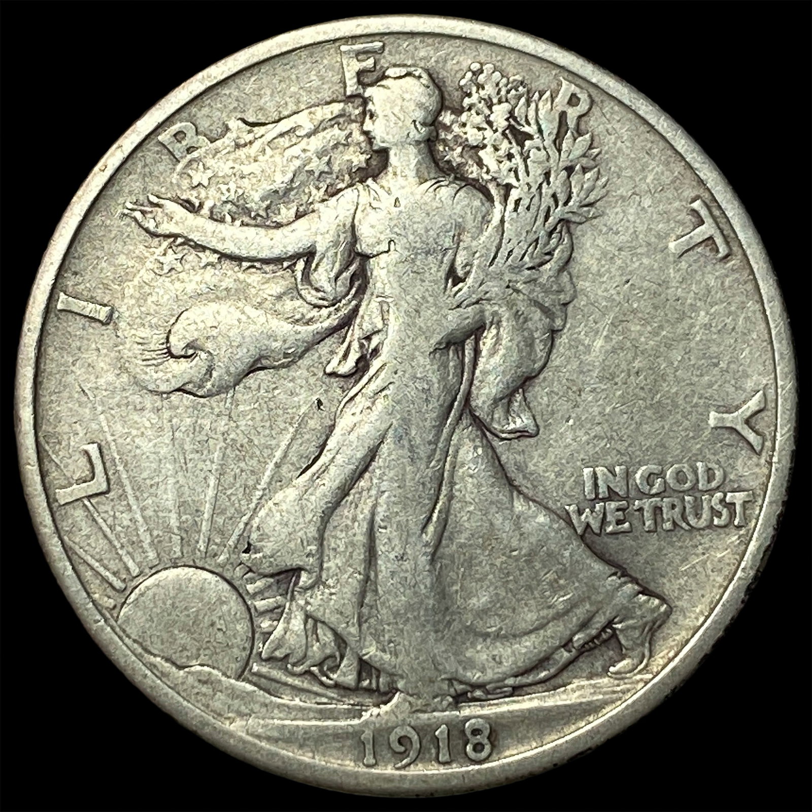 1918 Walking Liberty Half Dollar NEARLY UNCIRCULATED
