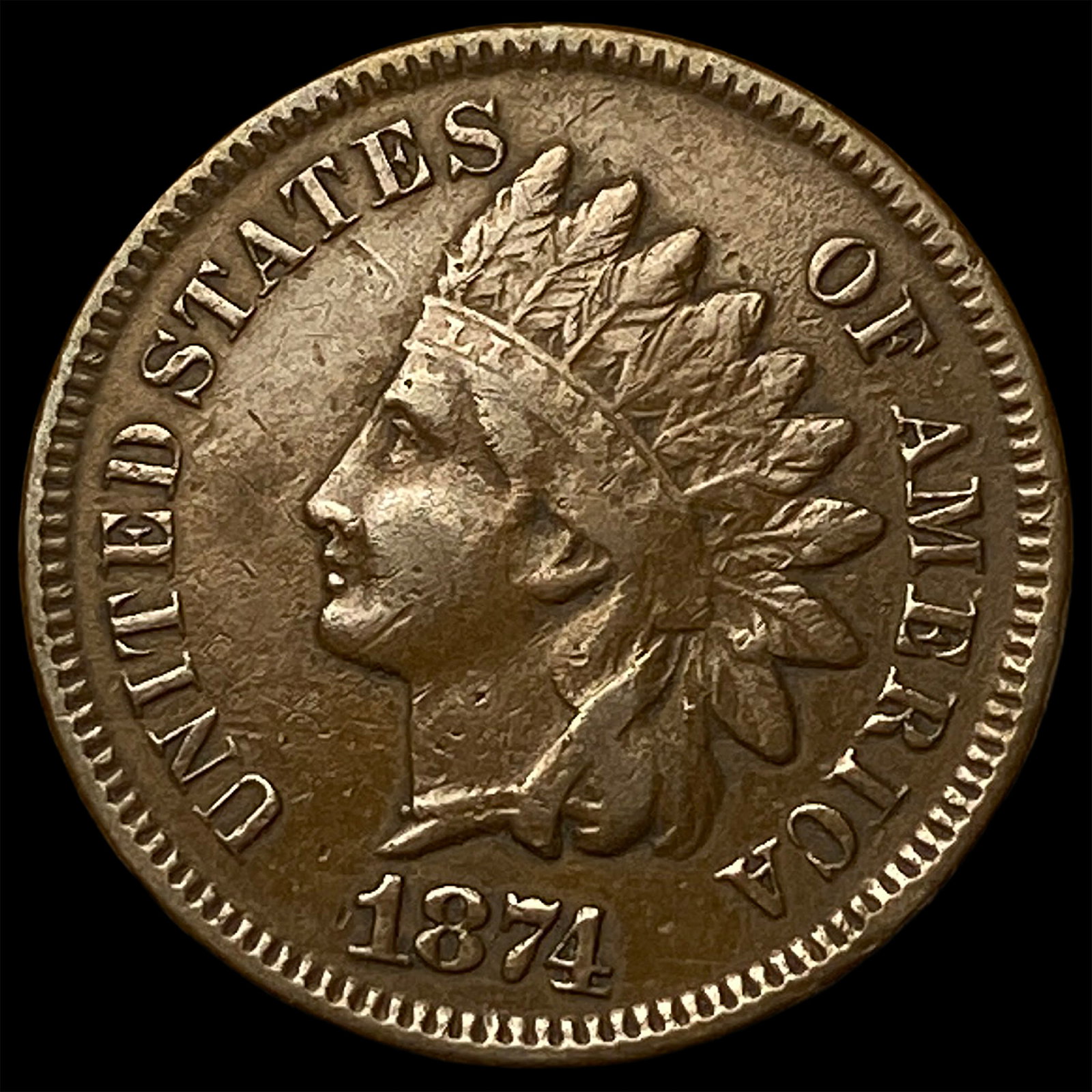 1874 BN Indian Head Cent CLOSELY UNCIRCULATED