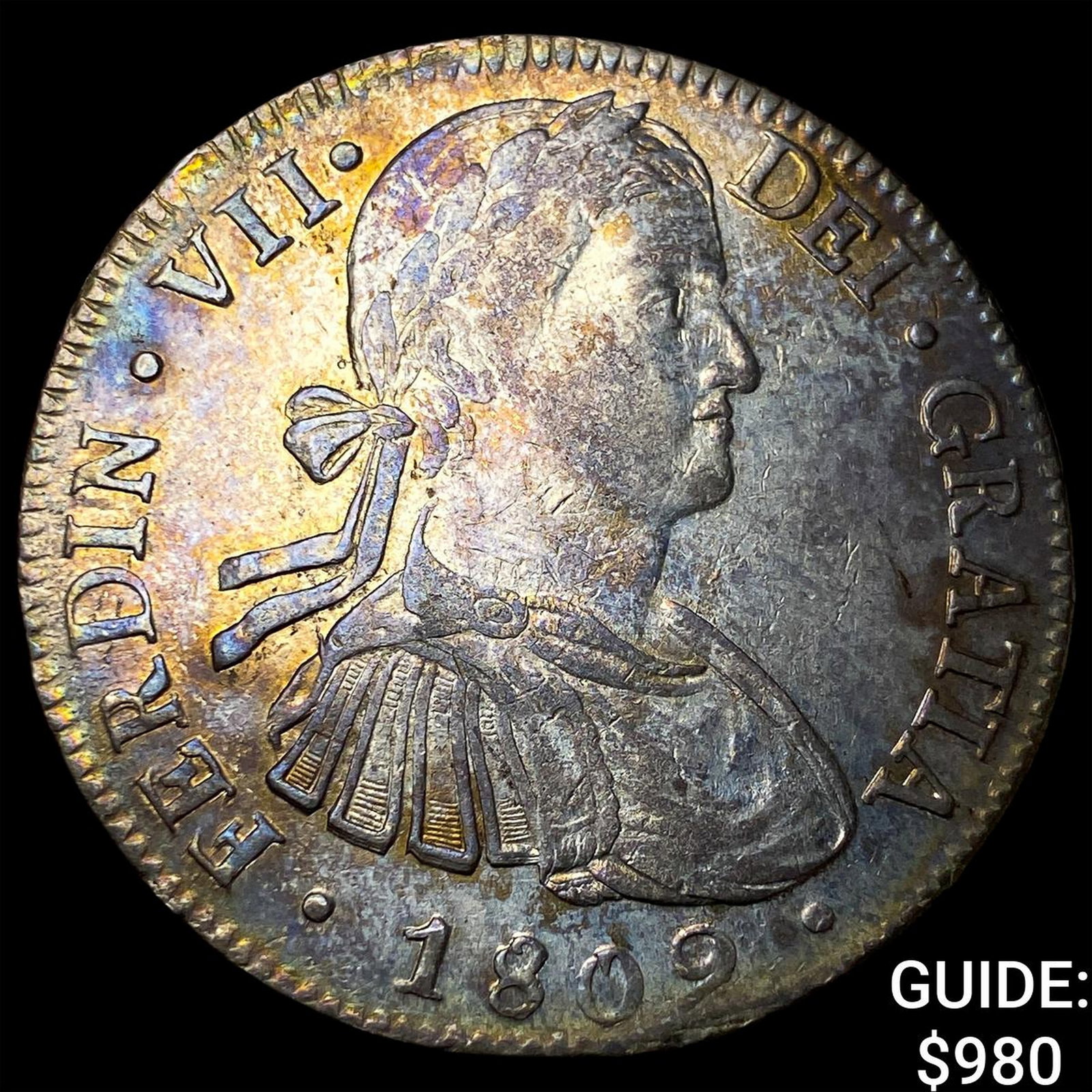 1809 Mexico Ferdinand VII Silver 8 Reales Armored Bust (1 of 2)