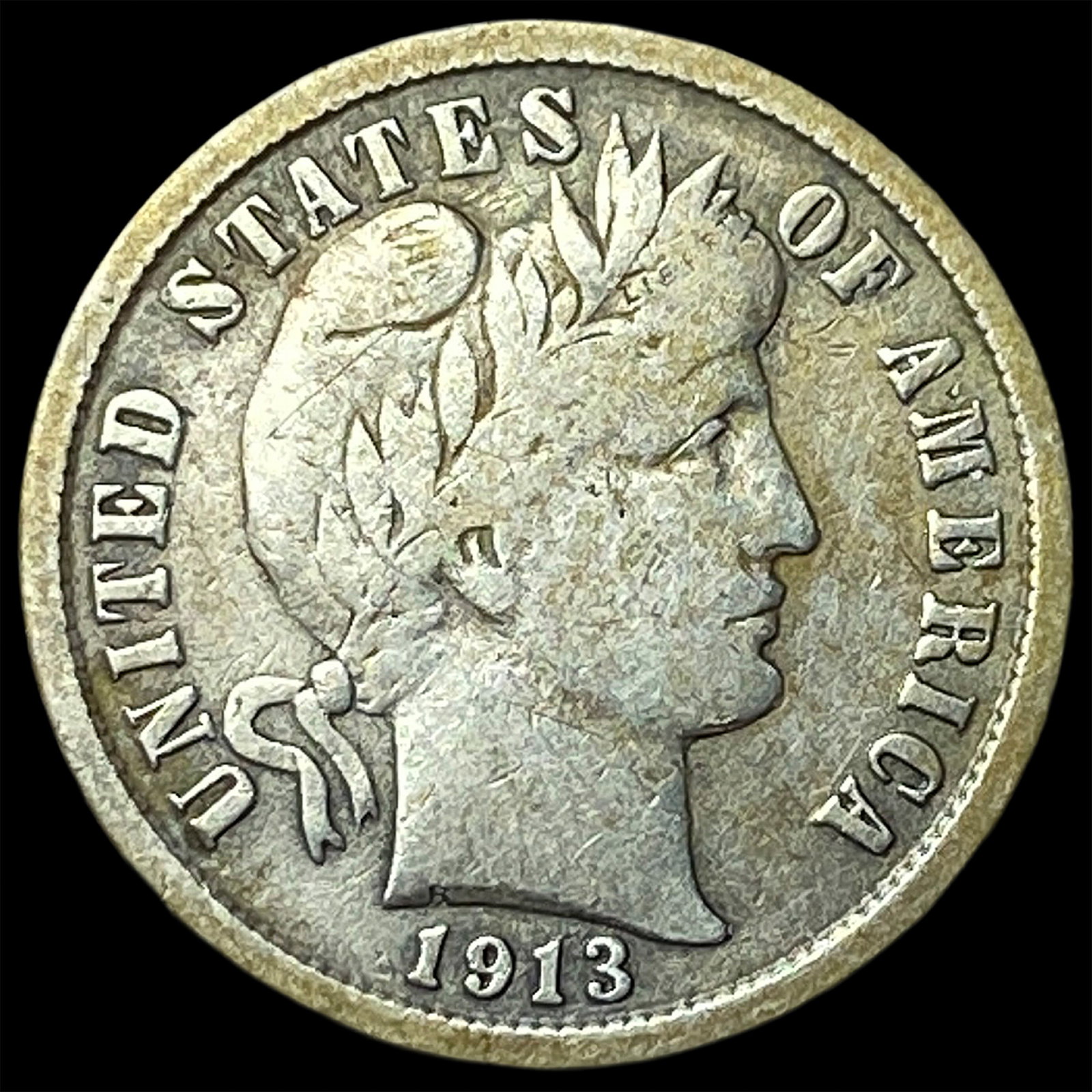 1913-S Silver Barber Dime LIGHTLY CIRCULATED (1 of 2)