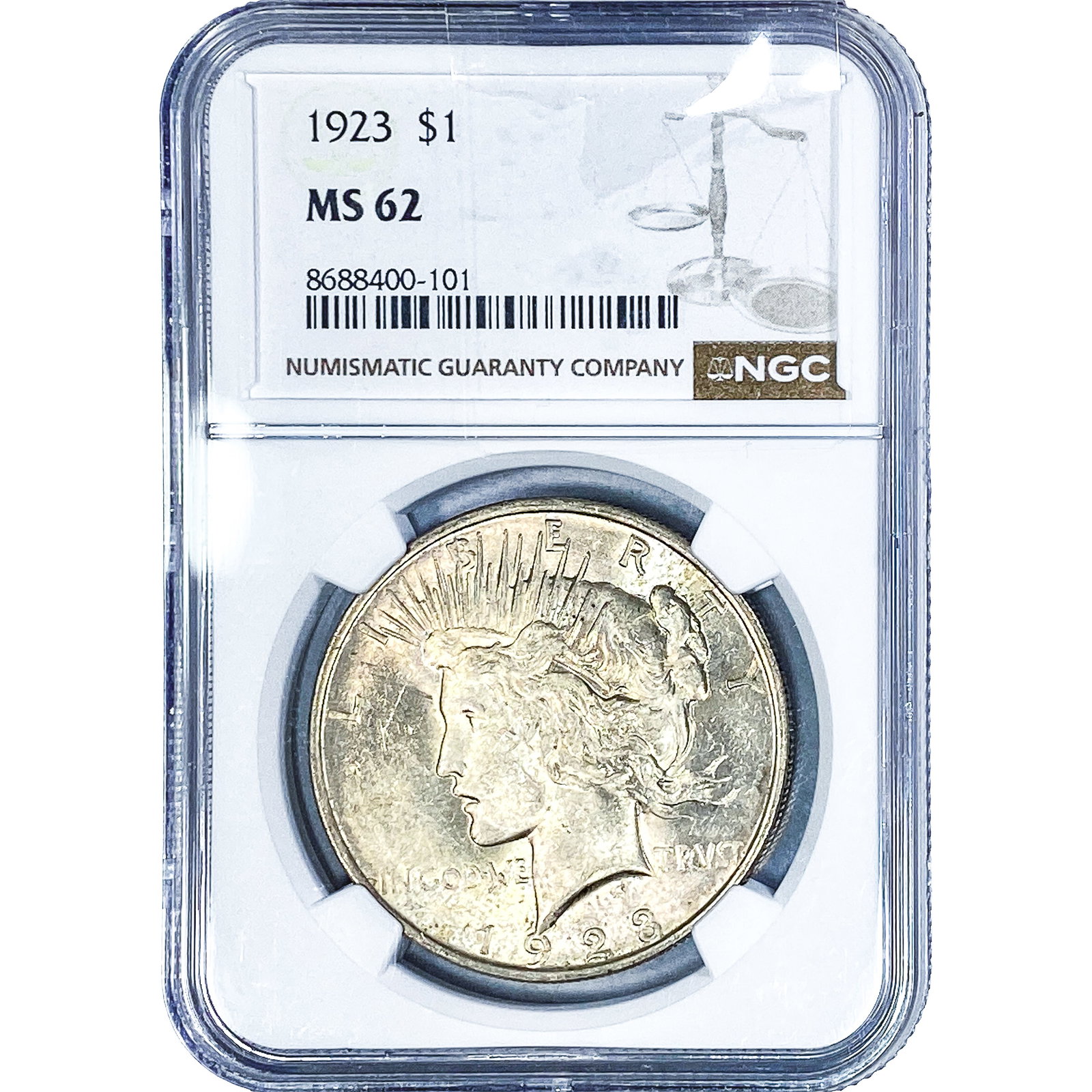 1923 Silver Peace Dollar NGC MS62: 1923 Silver Peace Dollar NGC MS62