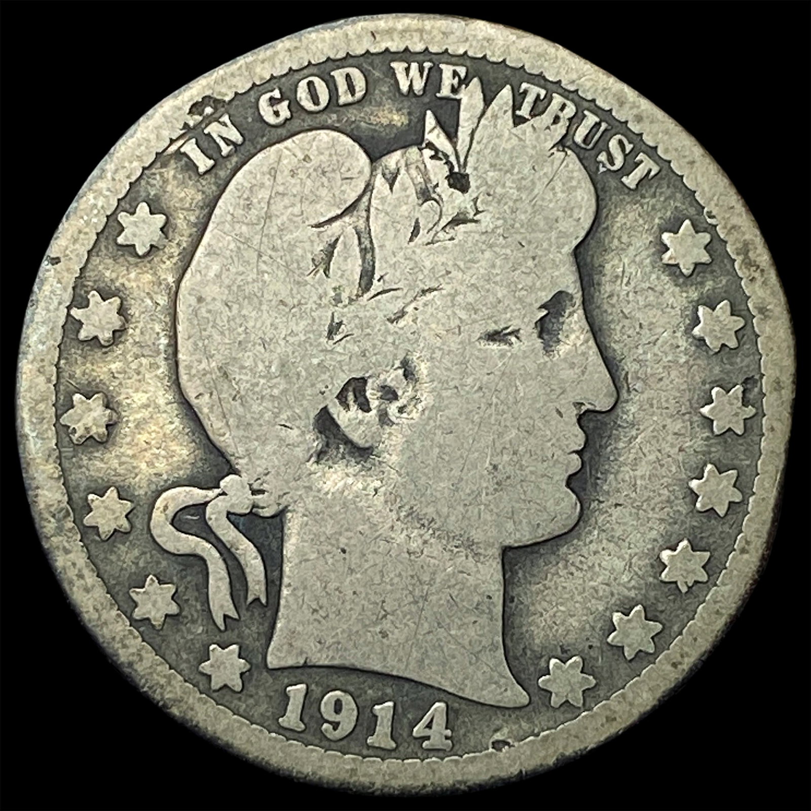 1914 Barber Silver Quarter LIGHTLY CIRCULATED