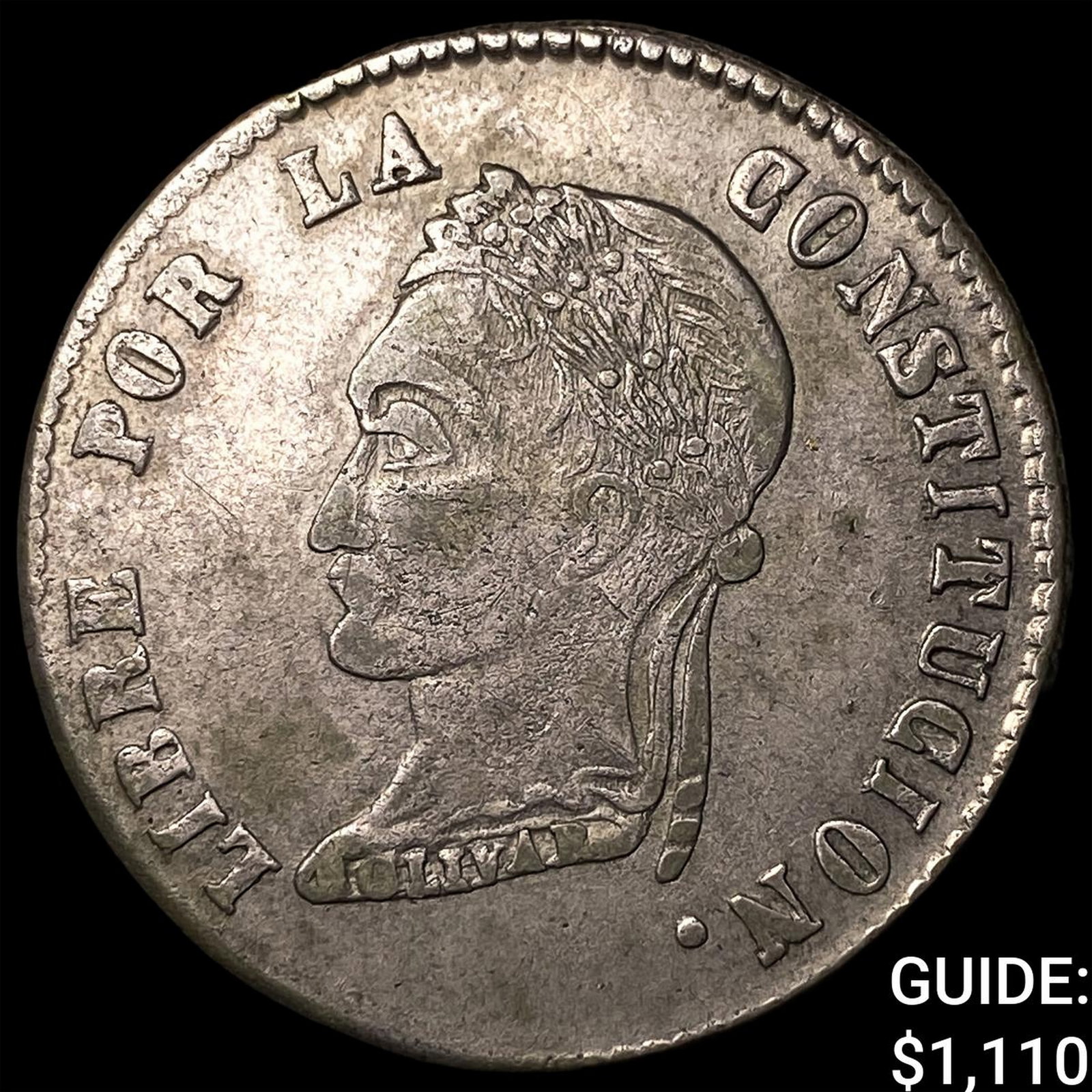 1856 Paz-P Bolivia Silver 4 Soles KM-130 (1 of 2)