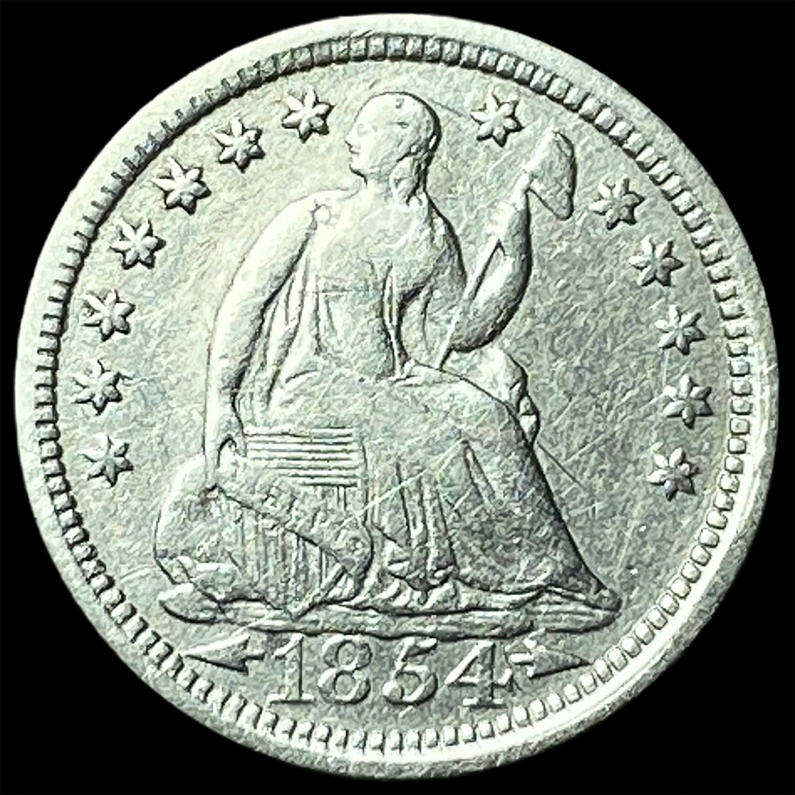1854-S Silver Half Dime NEARLY UNCIRCULATED