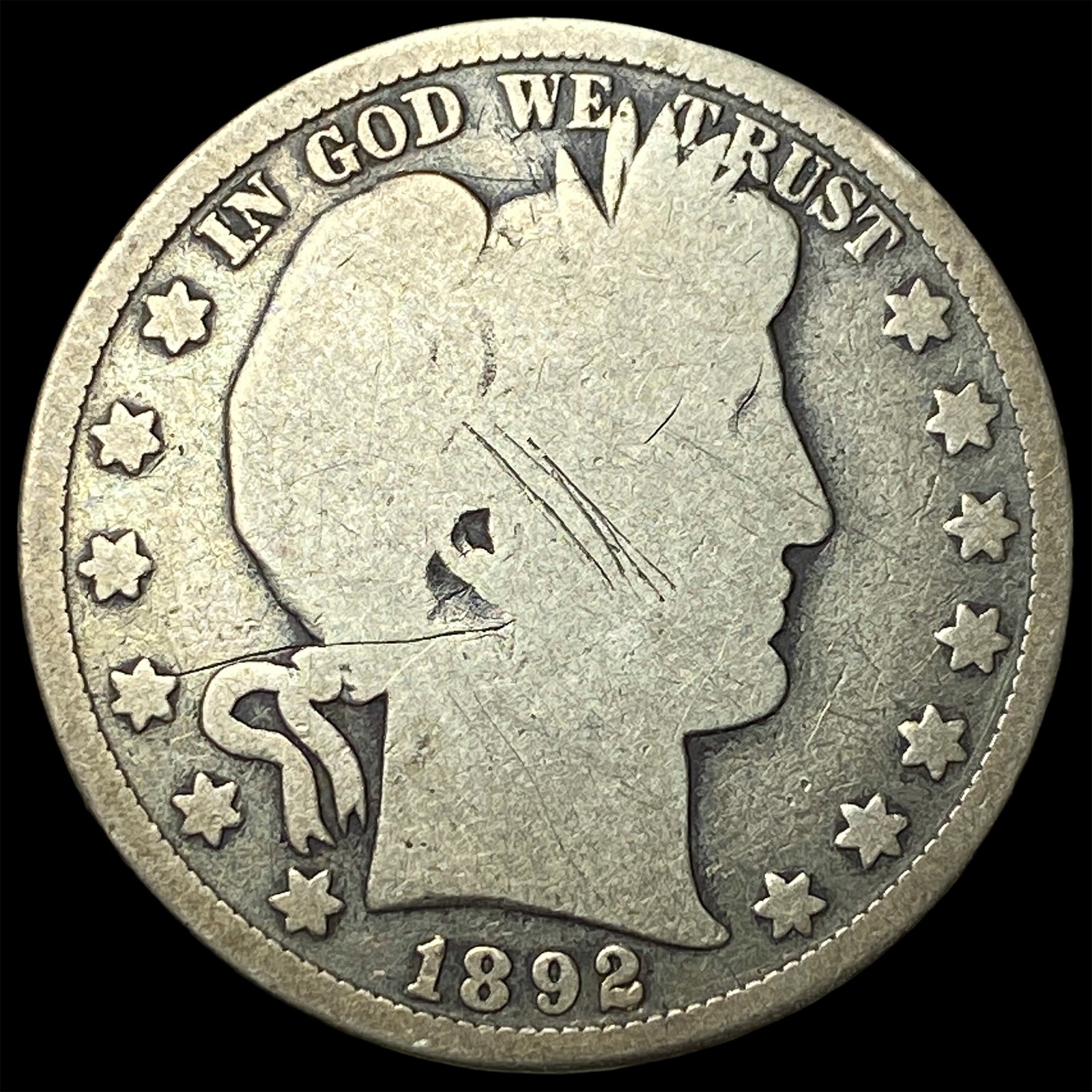 1892 Silver Barber Half Dollar LIGHTLY CIRCULATED (1 of 2)