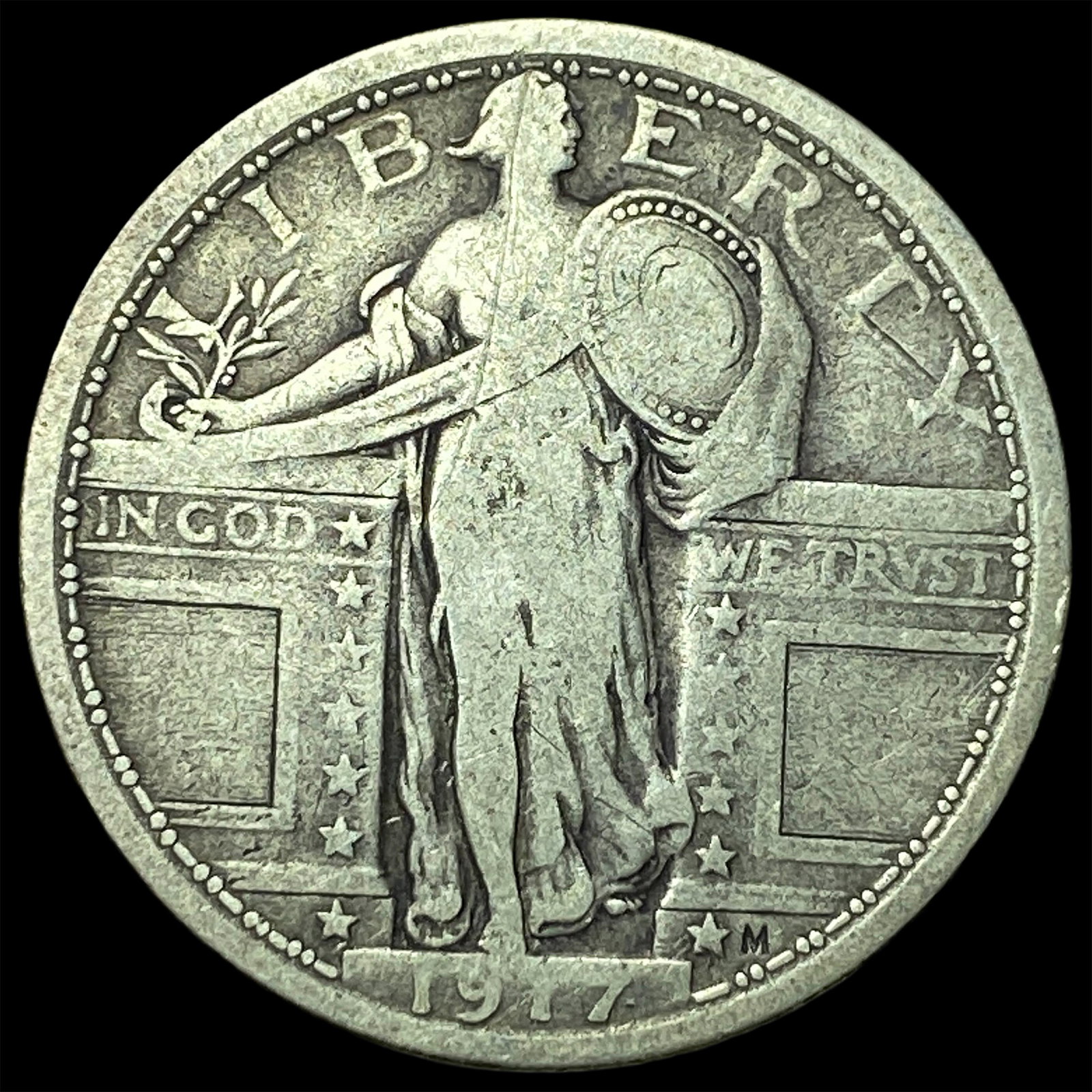 1917 Type 2 Type 1 Standing Liberty Quarter LIGHTLY CIRCULATED: 1917 Type 2 Type 1 Standing Liberty Quarter LIGHTLY CIRCULATED