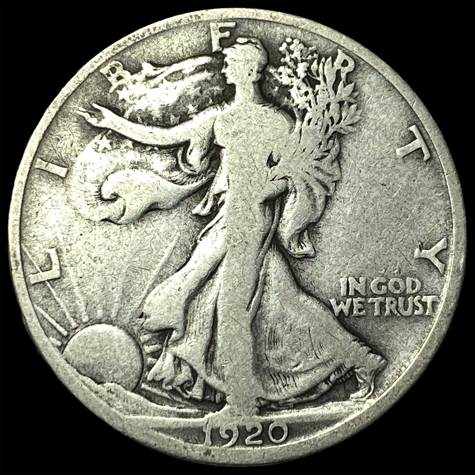 1920-D Silver Walking Liberty Half Dollar LIGHTLY CIRCULATED